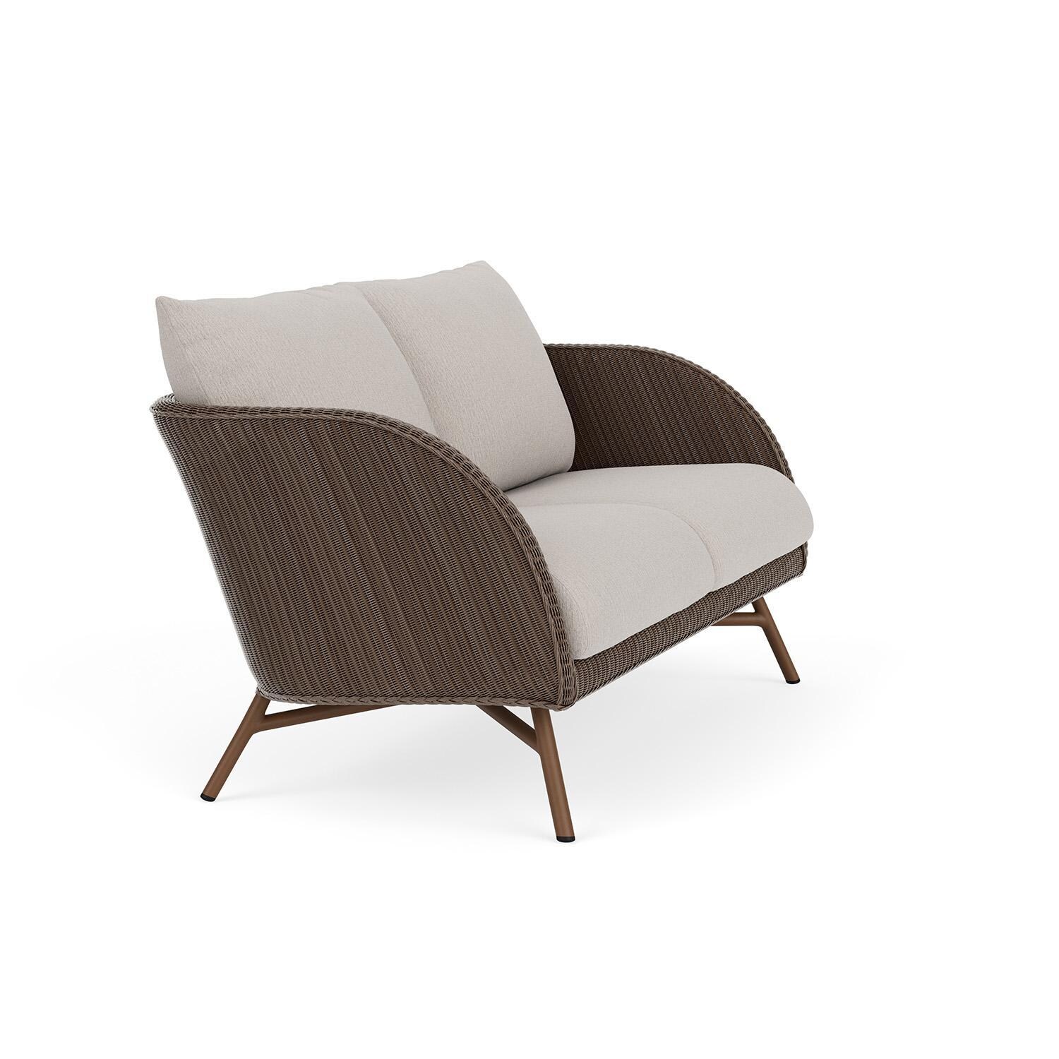 Lloyd Flanders Essence Loveseat W/Remy Cloud Fabric - Bark Finish - Angled thumbnail