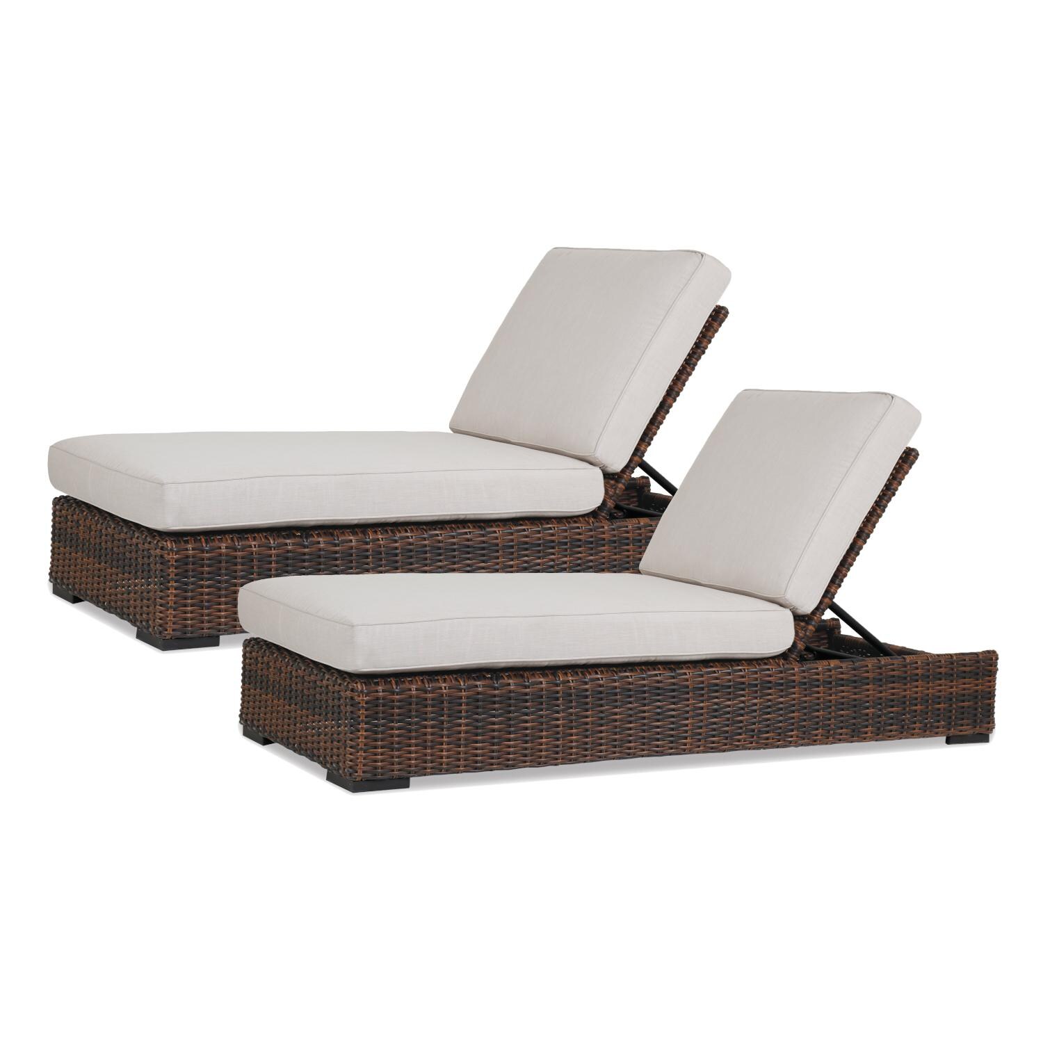 Montecito 2 Pc Wicker Chaise Lounge Set in Cognac/Canvas Flax by Sunset West