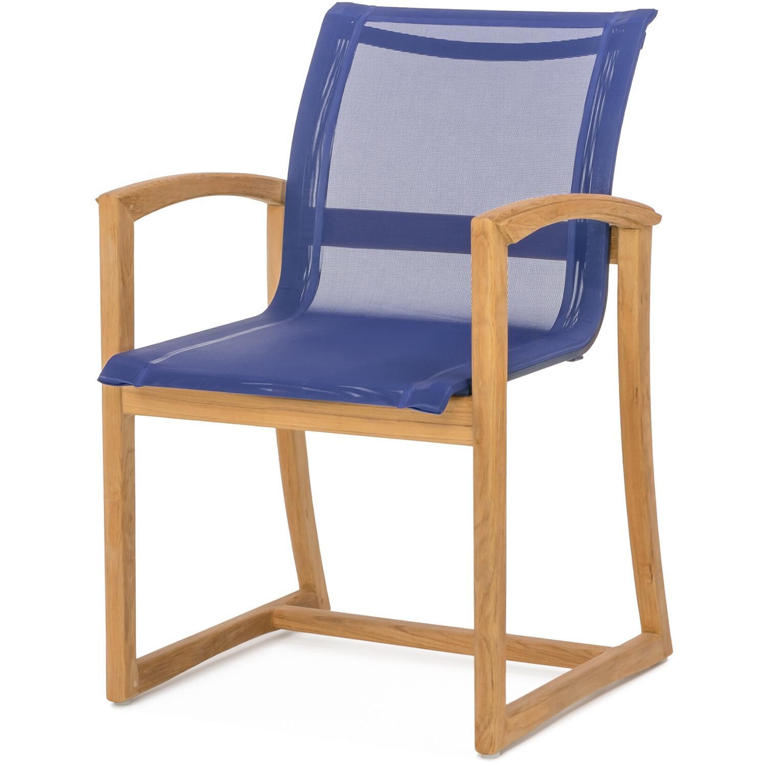Teak + Table Capri Sling Dining Chair in Navy - White Background thumbnail
