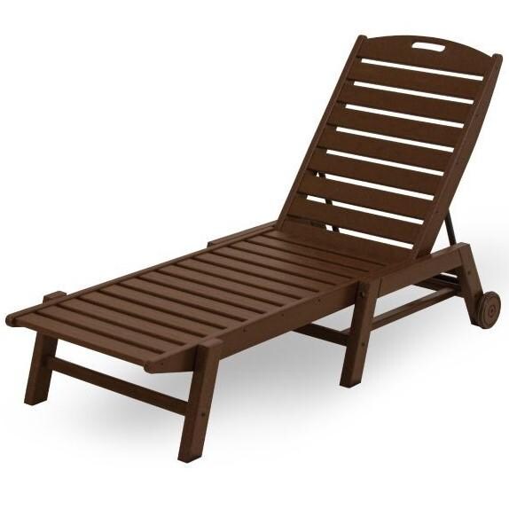 POLYWOOD Nautical Patio Chaise Lounge with Wheels - Mahogany thumbnail