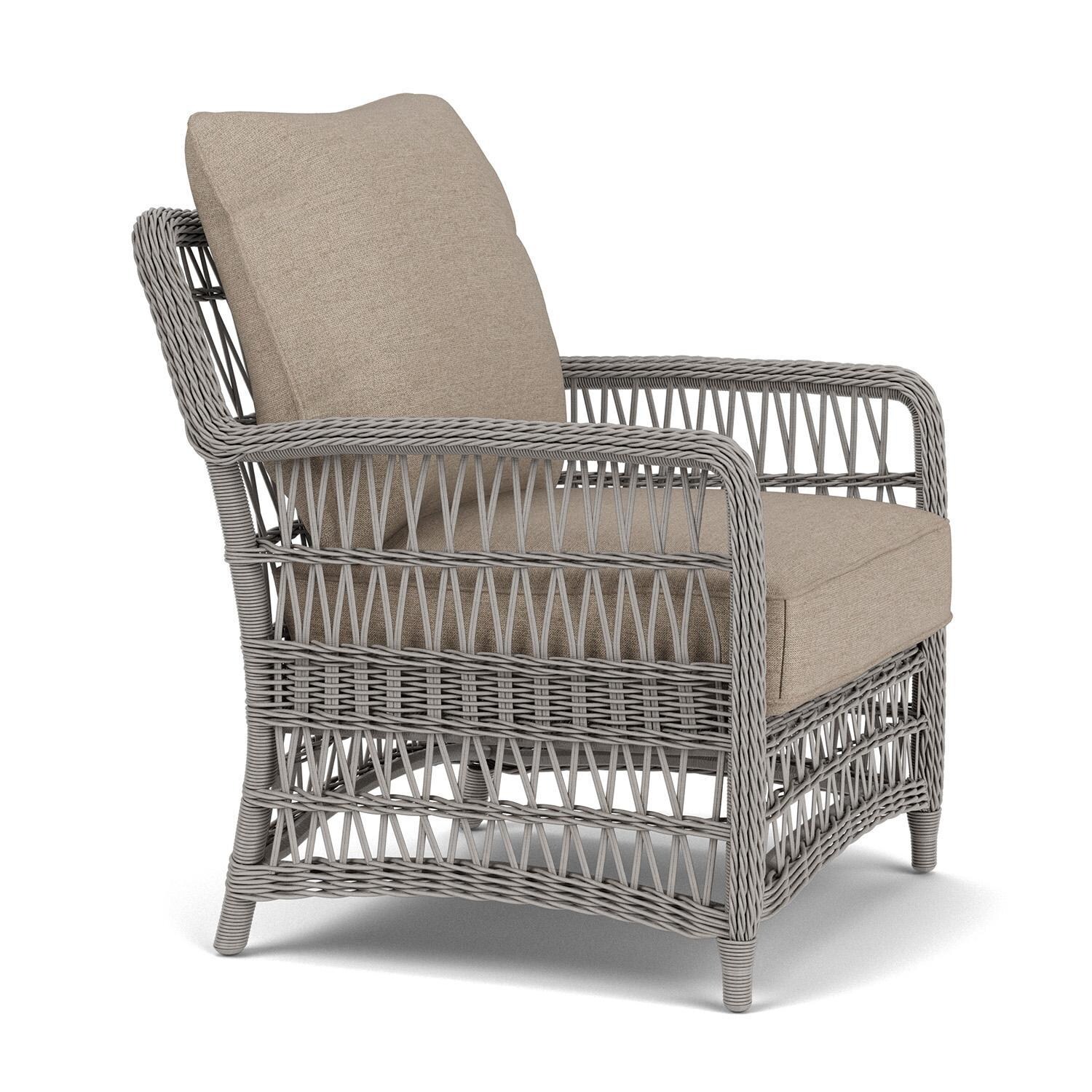 Lloyd Flanders Mackinac Lounge Chair in Putty Finish with Demo Oatmeal Fabric - Right Side thumbnail