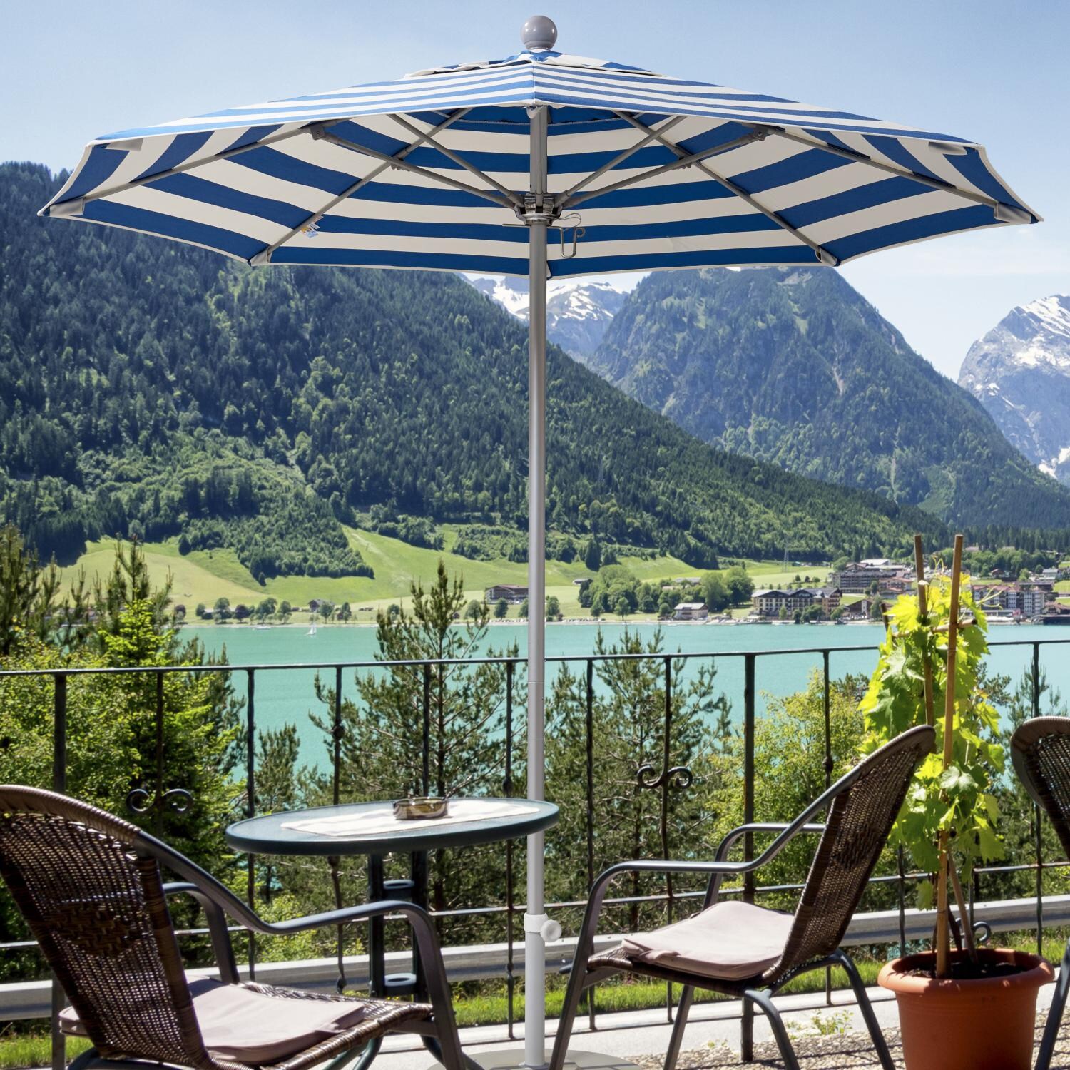 California Umbrella Venture Series 9 Ft Octagonal Aluminum Patio Umbrella W/ Push Lift & Fiberglass Ribs - On the Patio thumbnail