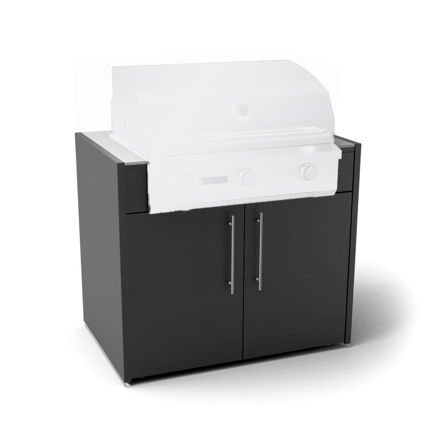 Fontana Forni Lynx Grill Cabinet W/ Iron Frost Countertop & End Panel - White Background thumbnail