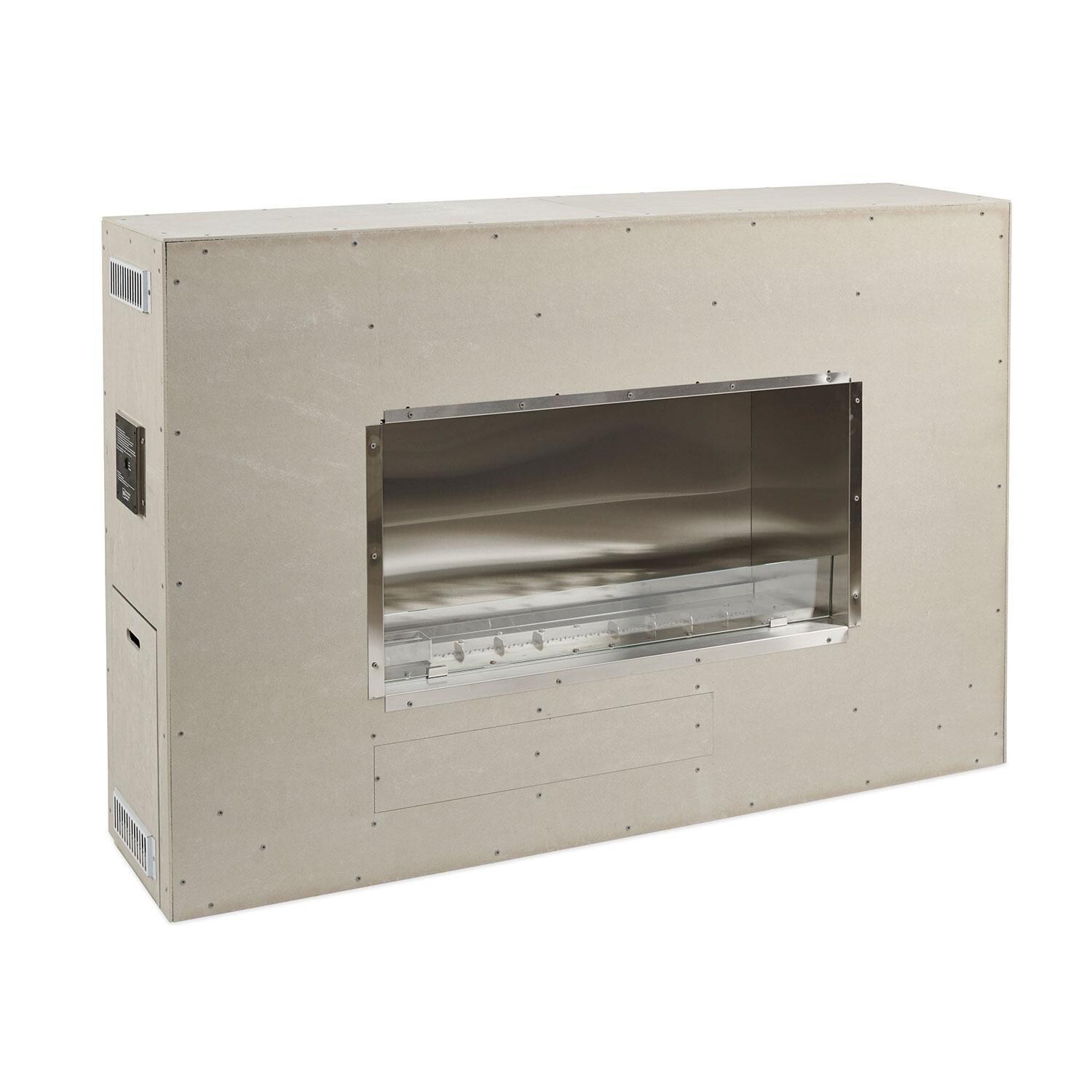 The Outdoor GreatRoom Company RLFP-72DLP 72-Inch Linear Ready-To-Finish Single-Sided Liquid Propane Fireplace W/ Direct Spark Ignition - Fireplace Display W/ No Lava Rocks - White Background thumbnail