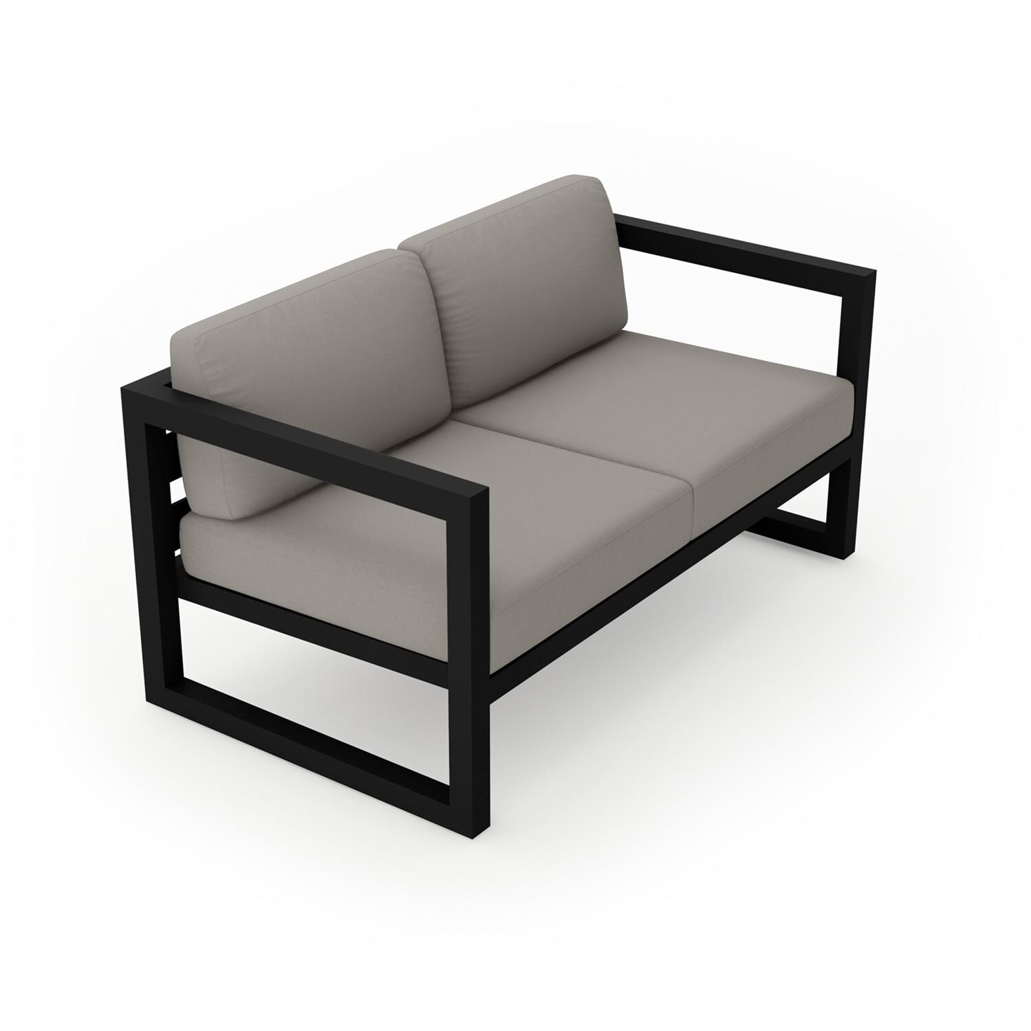 Lakeview MSTYCV-BK-LS-CC Misty Cove 2 Person Aluminum Loveseat in Black w/Canvas Charcoal Cushions by Lakeview Outdoor Designs - Angled Front - White Background thumbnail