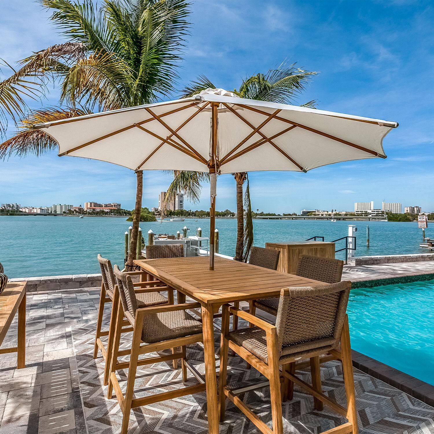 Admiral Rectangle Teak Counter Height 8 Pc Dining Set by Royal Teak Collection - By The Pool - Lifestyle thumbnail