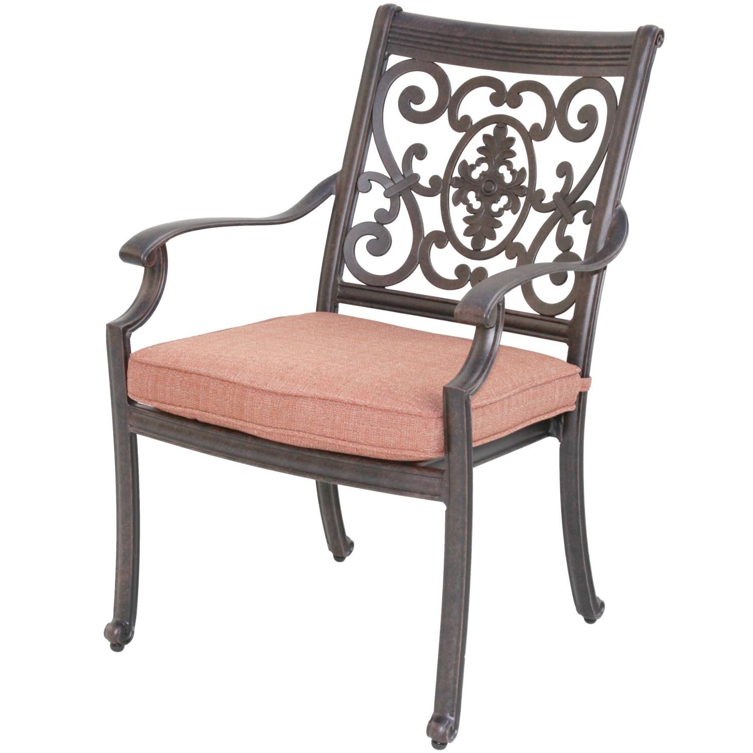 St. Cruz Cast Aluminum Patio Dining Chair W/ Spicy Chili Cushion By Darlee thumbnail