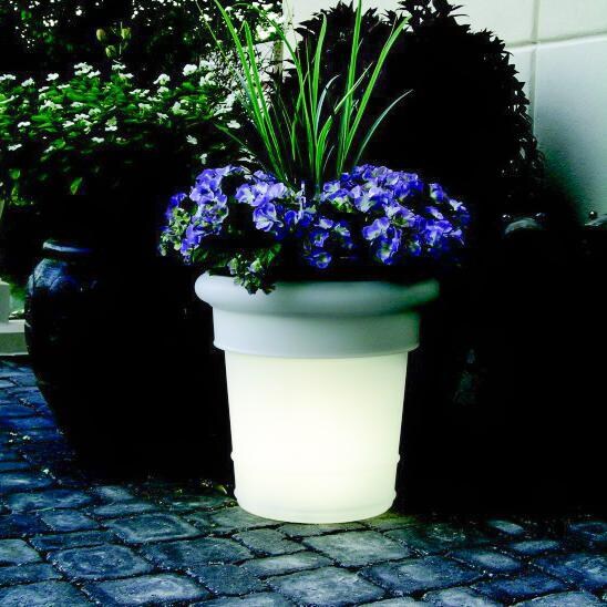 Patio Living Concepts GardenGlo Illuminated LED Electric Round Planter - Frost