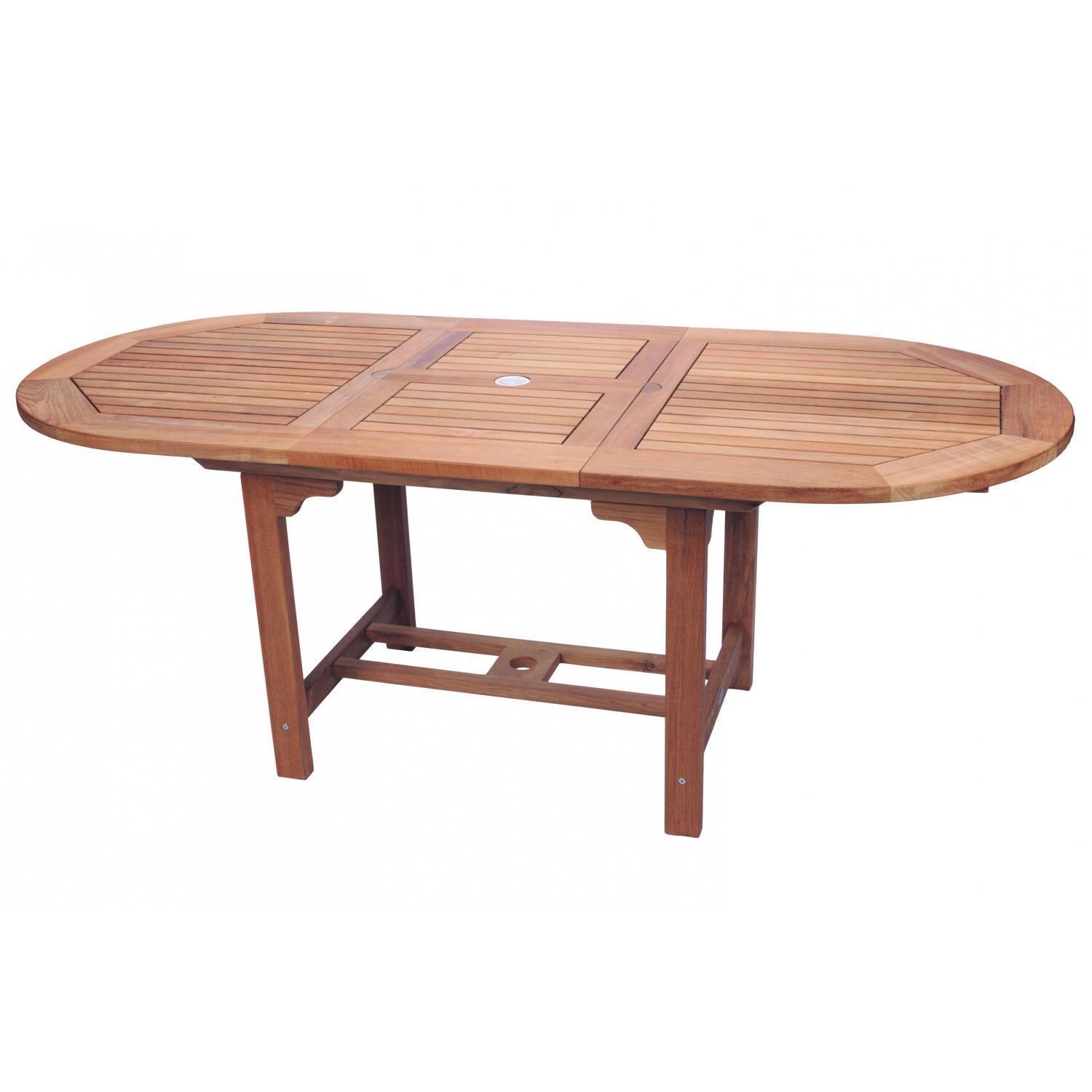 Royal Teak Collection Family 60 X 35 Inch Oval Teak Patio Dining Table With Extension - Extended thumbnail