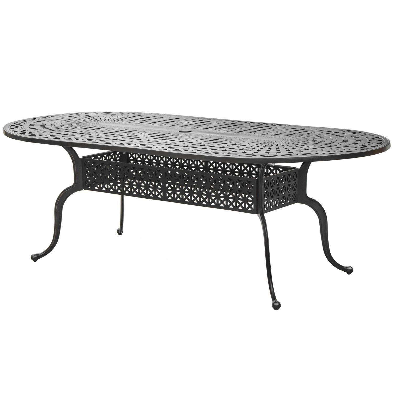 Du Monde 84 X 42 Inch Oval Cast Aluminum Outdoor Dining Table thumbnail