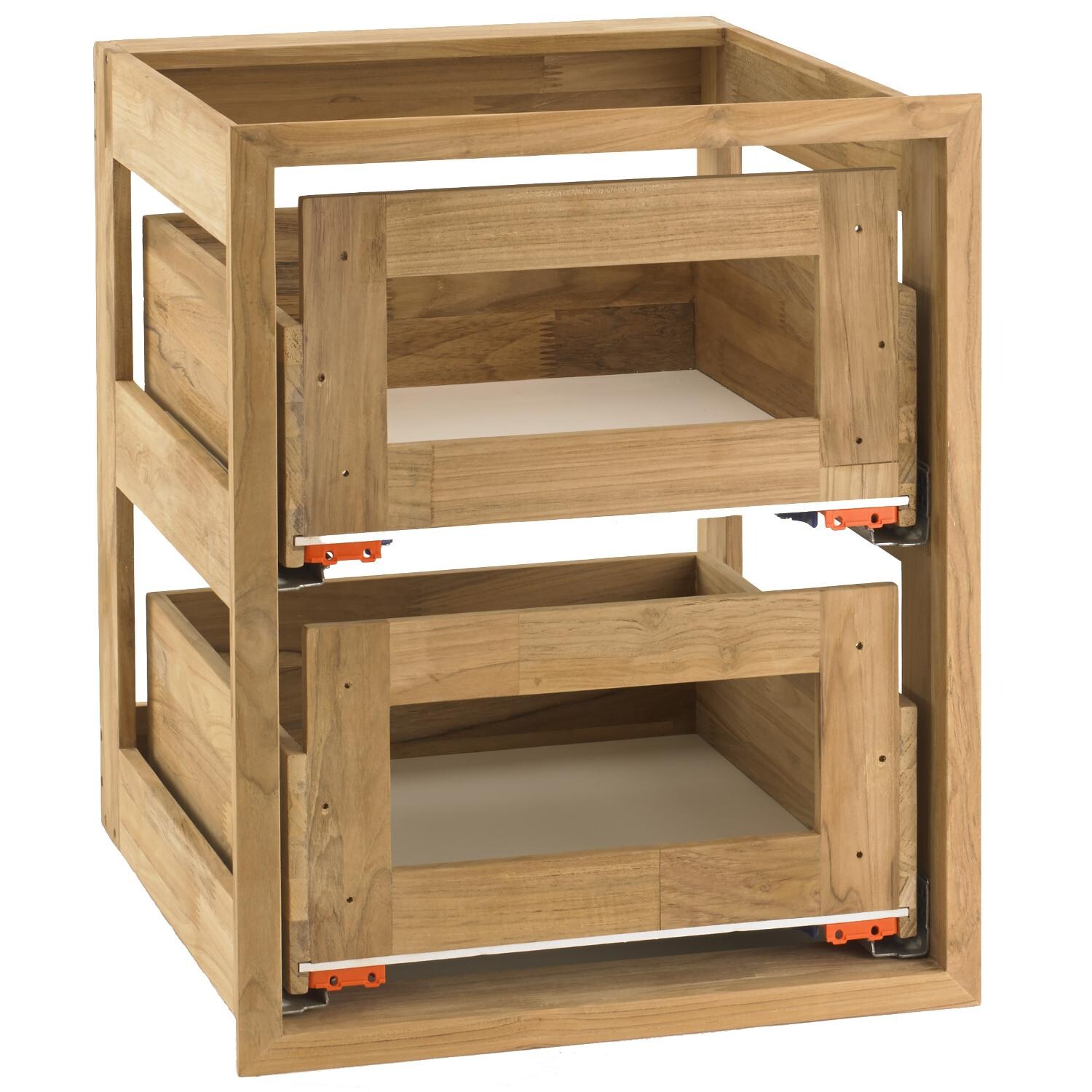 Pacific Teak CH-DR2V-18 | 18-Inch Teak Wood Double Access Drawer Frame Only thumbnail