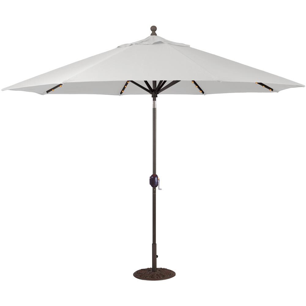 Galtech 11 Ft. Octagonal Aluminum Patio Umbrella W/ Crank Lift & Auto Tilt - Black Frame W/ Canvas Sunbrella Fabric (Shown In Antique Bronze Finish, Umbrella Base Not Included) thumbnail