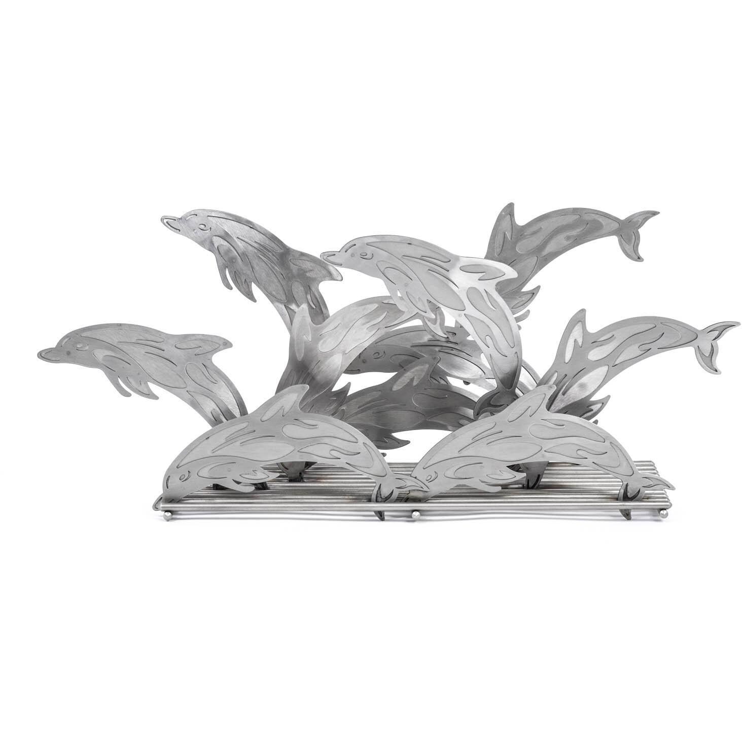 Alpine Flame Dolphin Seascape Fireplace Sculpture - No Glass thumbnail