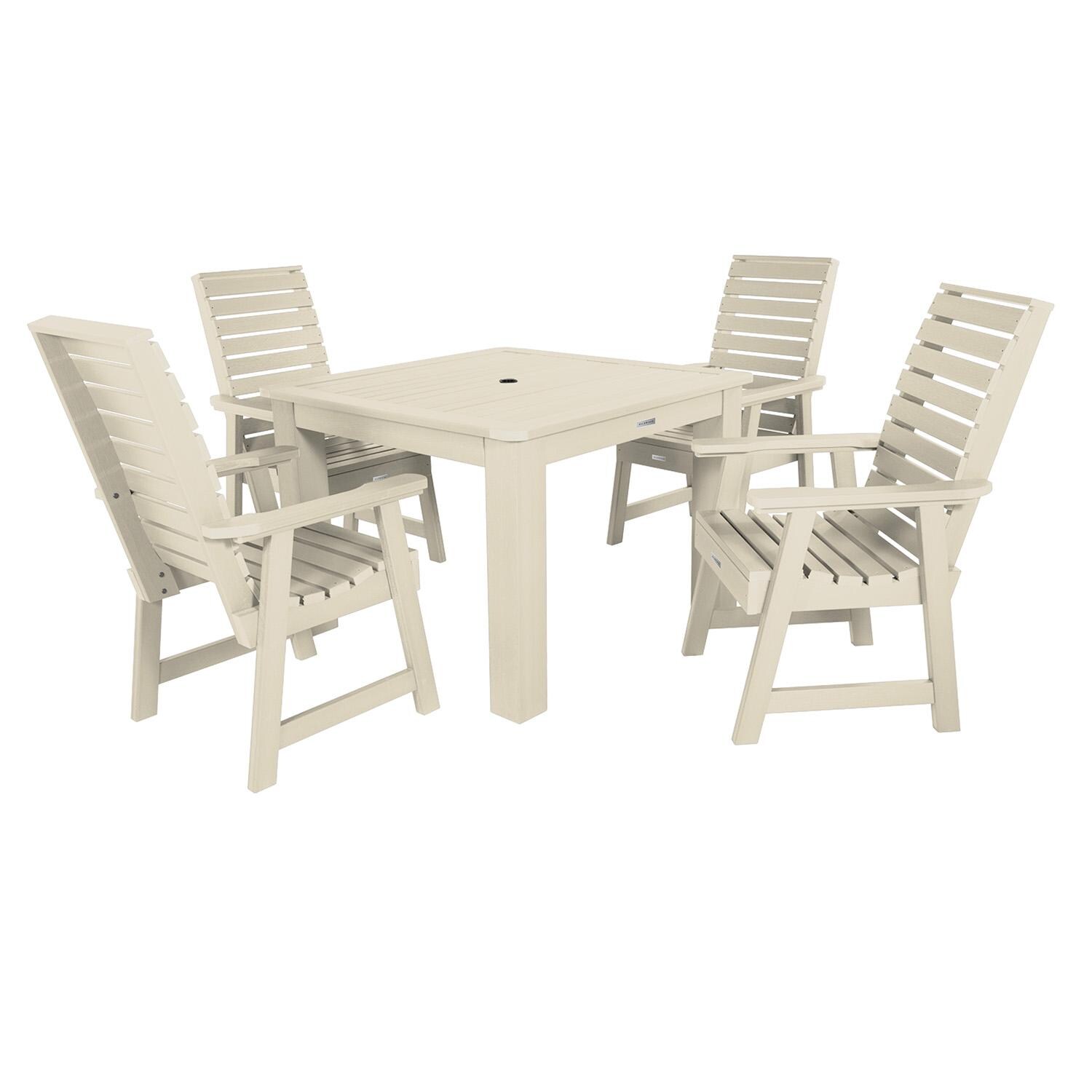 Elm Pointe 5 Pc Square Dining Set in Whitewash By Lakeview Outdoor Designs - White Background thumbnail