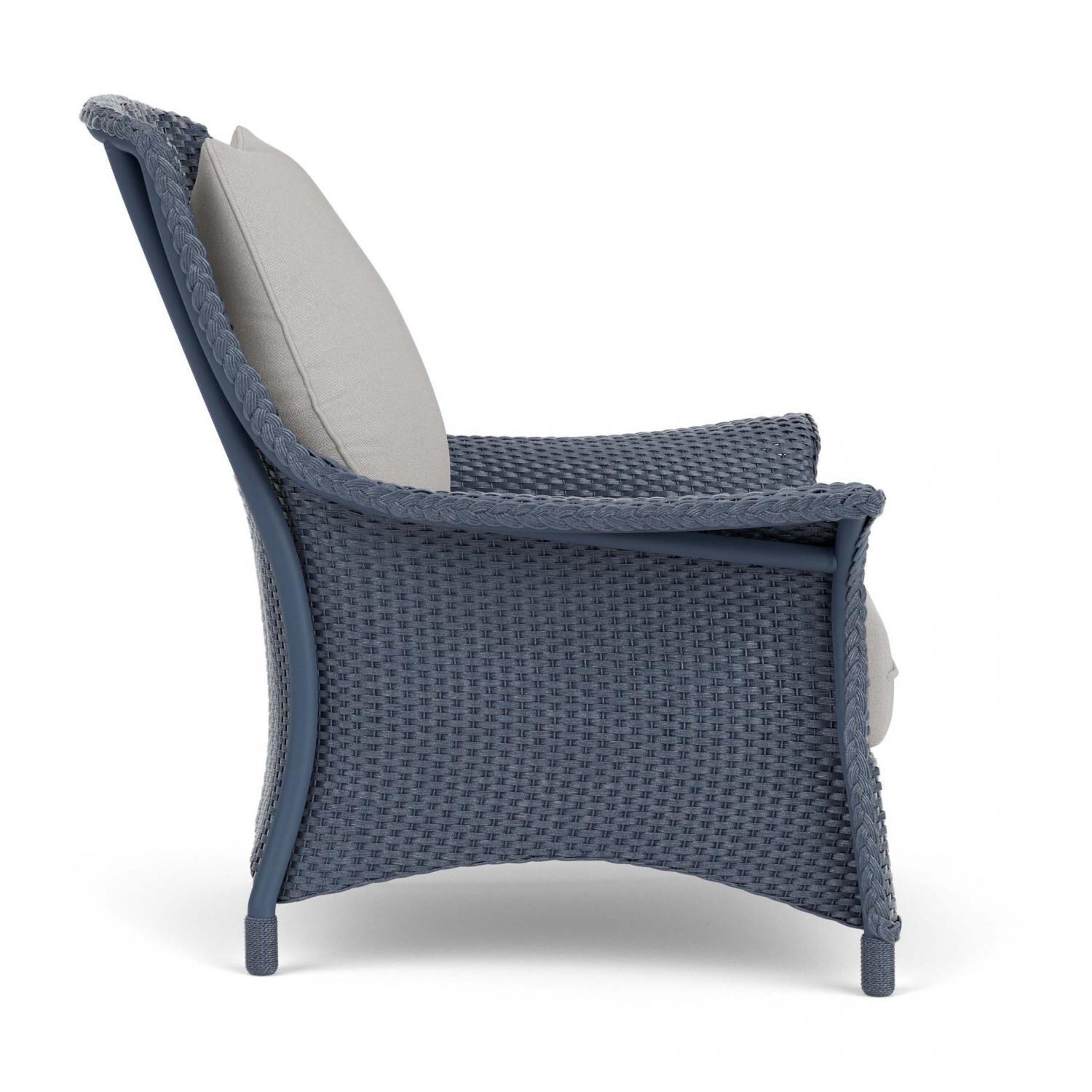Lloyd Flanders Mandalay Lounge Chair in Denim Blue Finish with Tundra Dove Fabric - Side thumbnail
