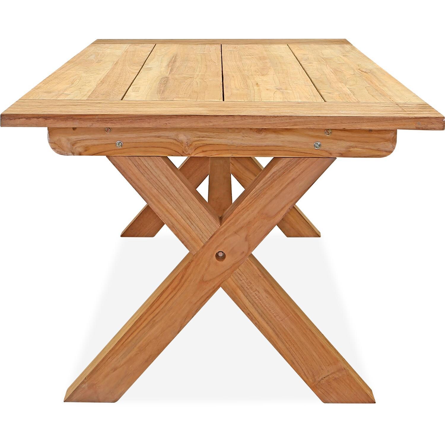 Wood Grove Field 8 Seat Reclaimed Teak Outdoor Dining Table By Lakeview - Side View - White Background thumbnail
