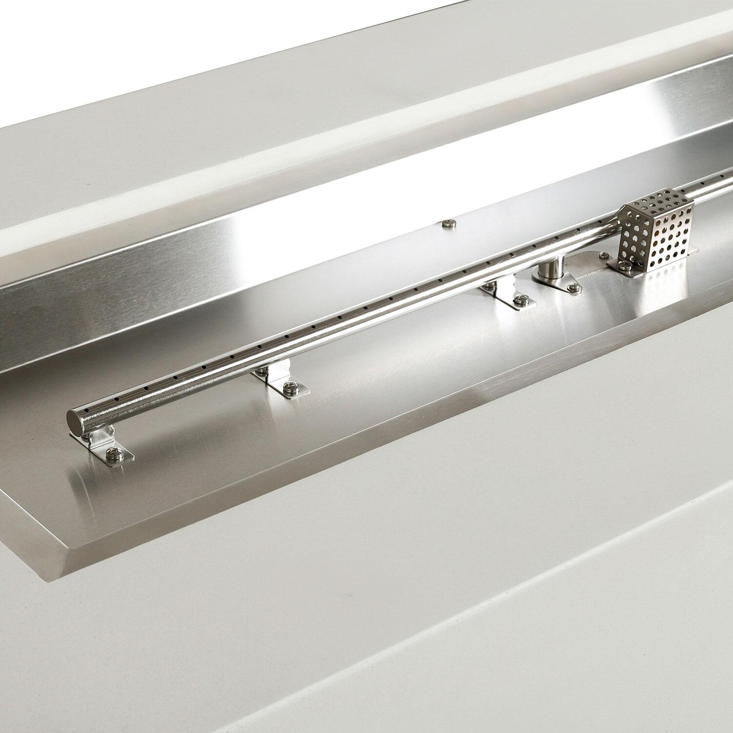 Glenwood 72-in Rectangular Concrete Propane Fire Pit in White w/ Hidden Propane Tank by Lakeview Outdoor Designs - Burner - Detail thumbnail
