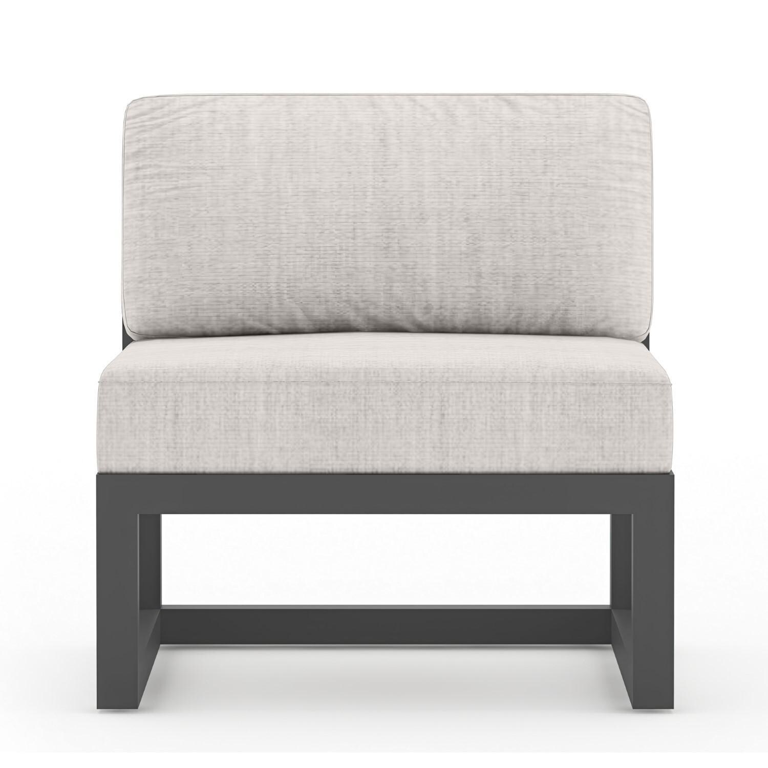 Lakeview MSTYCV-SL-SET212-CS Misty Cove 7 Pc Aluminum Sectional Set in Slate w/Chat Table & Cast Silver Cushions by Lakeview Outdoor Designs - Middle Section - White Background thumbnail