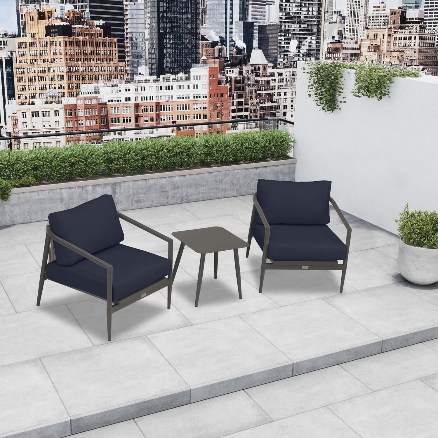 Lakeview Midnight Cove 3 Pc Aluminum Club Chair Seating Set in Slate/Pebble Gray/Spectrum Indigo - Top - Lifestyle thumbnail