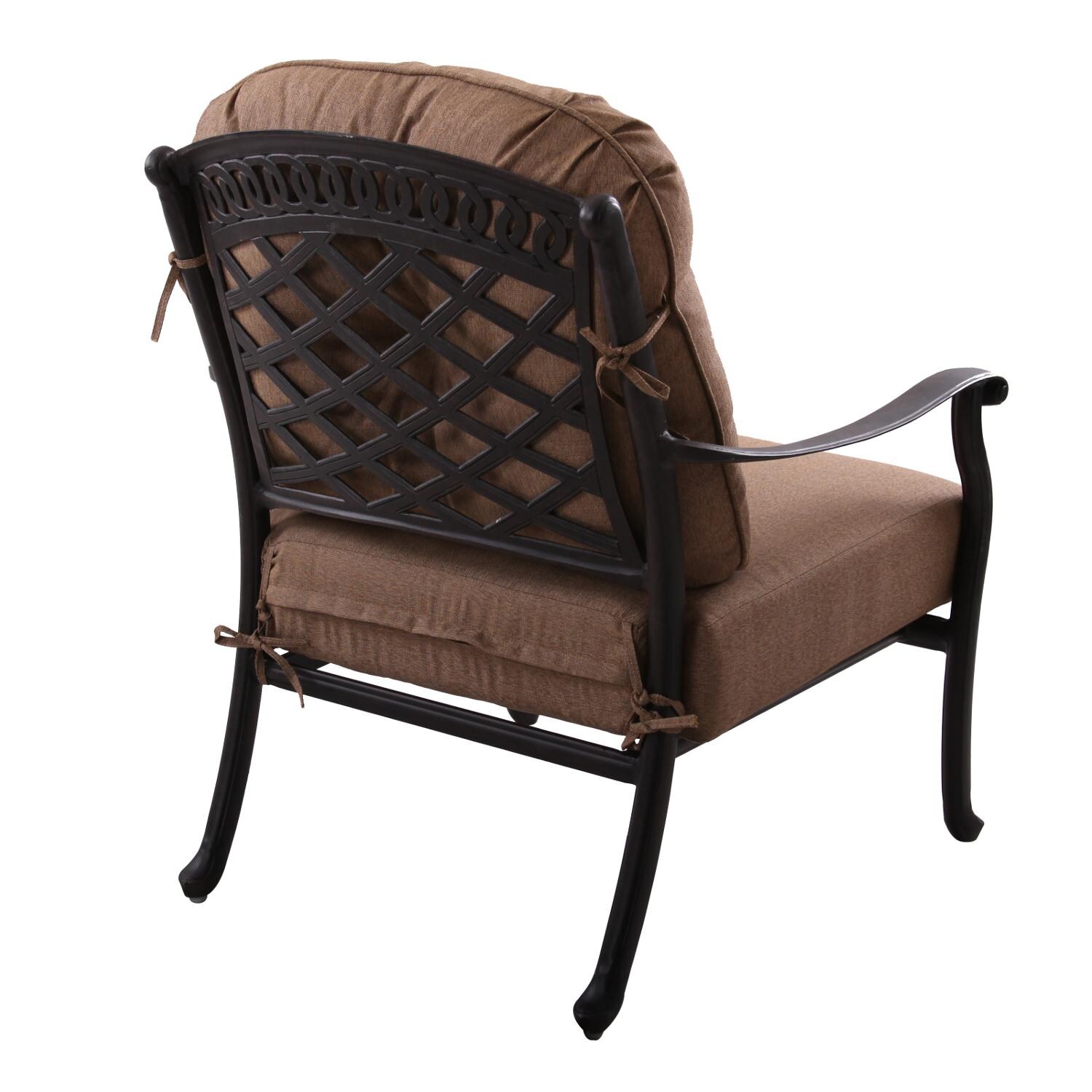 Sedona Cast Aluminum Patio Club Chair W/ Sesame Cushions By Darlee - Back View thumbnail