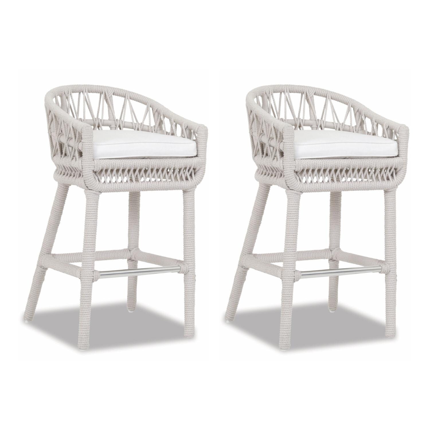 Sunset West - 4301-7B-8353 (2) - Dana 2 Piece Olefin Rope Patio Bar Stool Set W/ Sunbrella Linen Canvas Cushions thumbnail