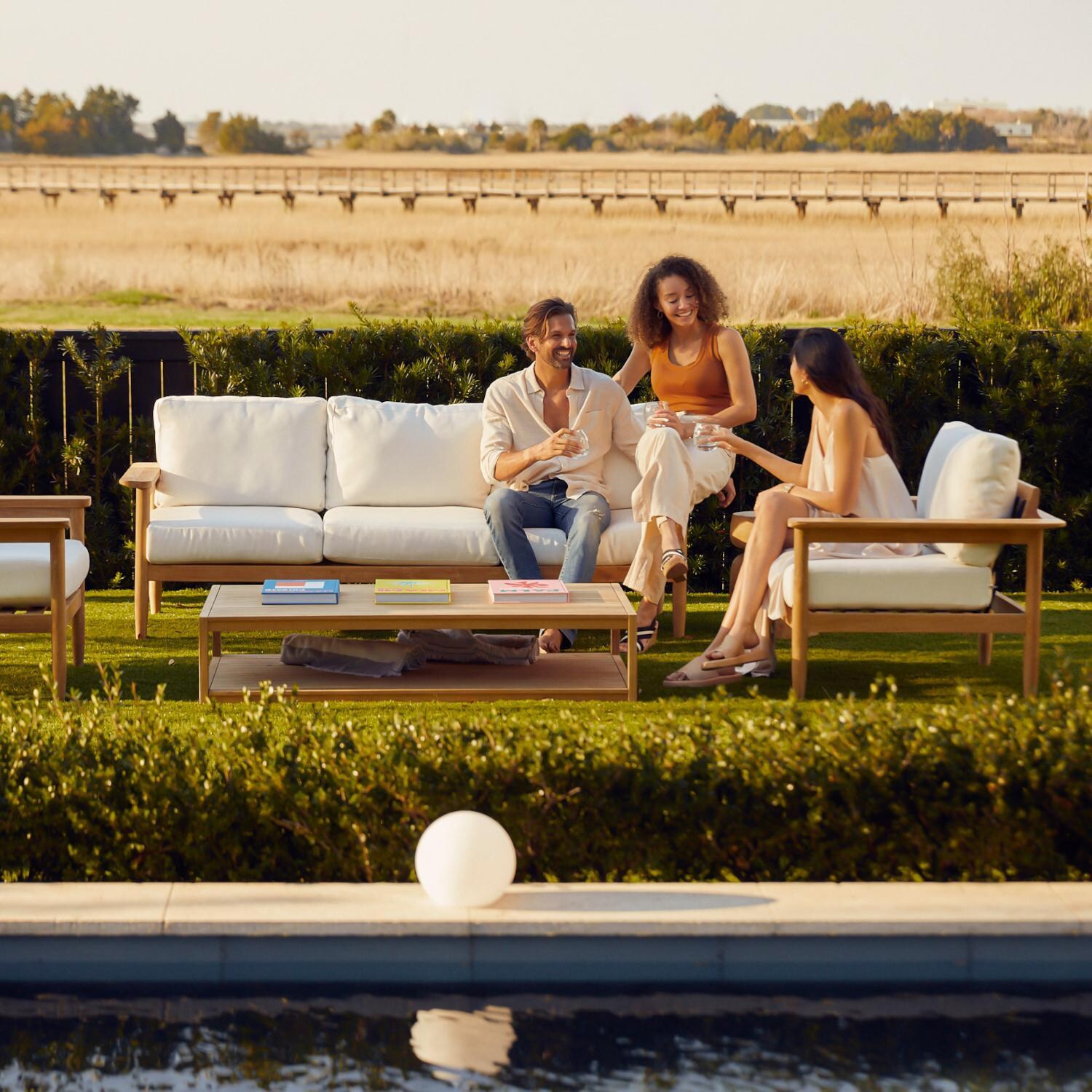 Teak + Table Ibiza Sofa/Clubs 4 Piece Lounge Set in Carbon - Lifestyle (Shown in Natural) - Lifestyle thumbnail