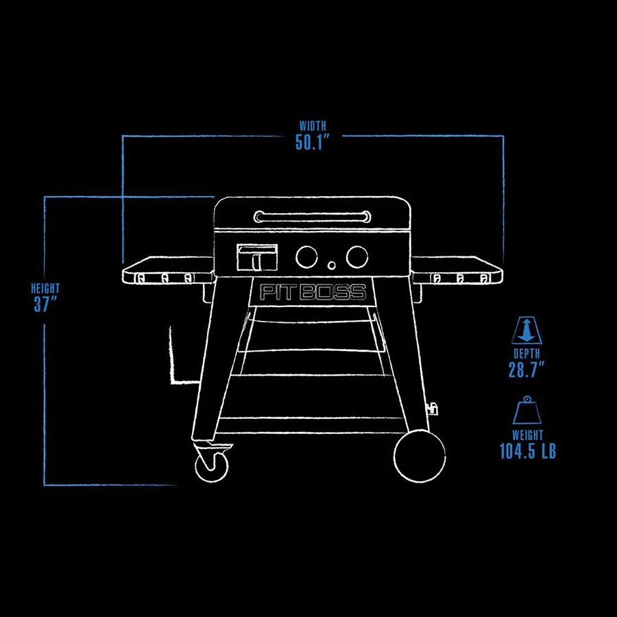 Pit Boss 10780 Ultimate 2-Burner Lift-Off Griddle - Exterior Dimensions thumbnail