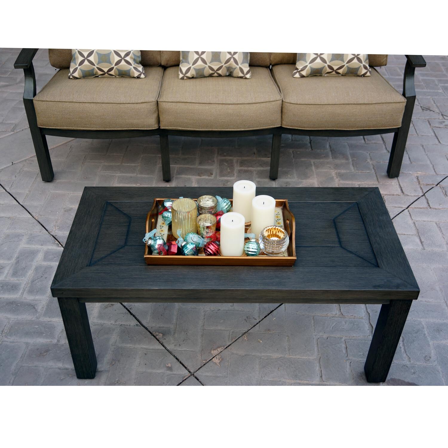 Darlee Brooklyn 43 X 21-Inch Cast Aluminum Patio Rectangular Coffee Table - Lifestyle thumbnail