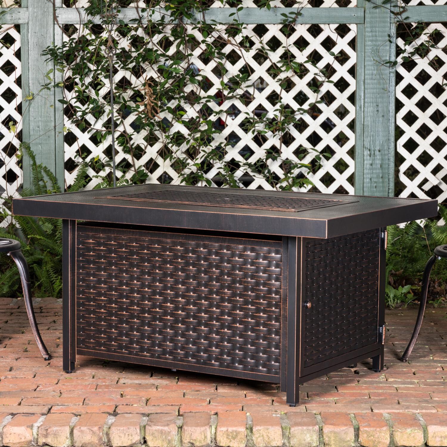 Ultimate Patio 62747-NG Welcome View 48-Inch Rectangle Aluminum Natural Gas Fire Pit - Burner Cover thumbnail