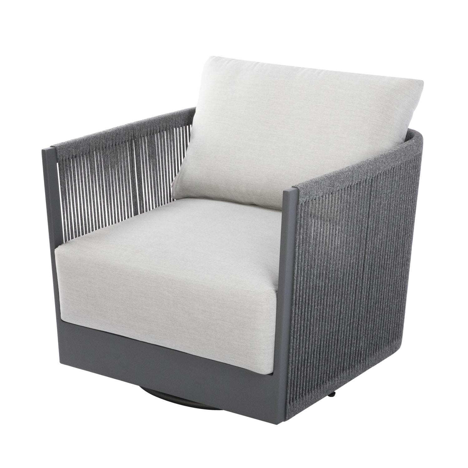 Elementi OS-2503W Capri Outdoor Aluminum Swivel Club Chair w/ Sunbrella Cushions - Display - White Background thumbnail