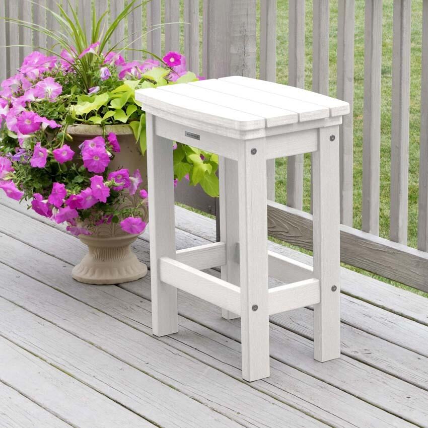 Hart Lane Polyresin Bar Stool Counter Height in White By Lakeview Outdoor Designs - Angled - Lifestyle thumbnail