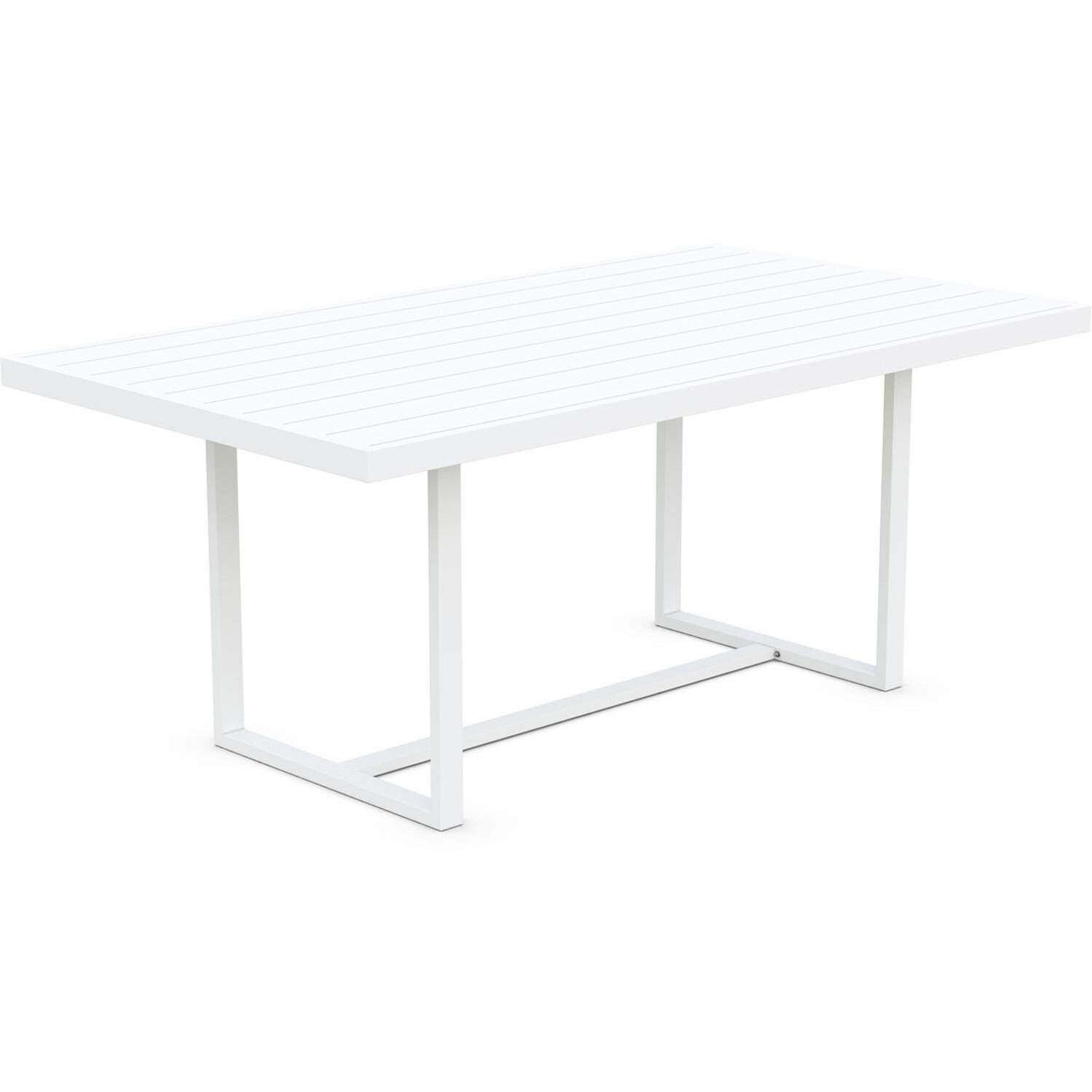 Azzurro Living Pavia 71 Inch White Aluminum Dining Table - Angled - White Background thumbnail