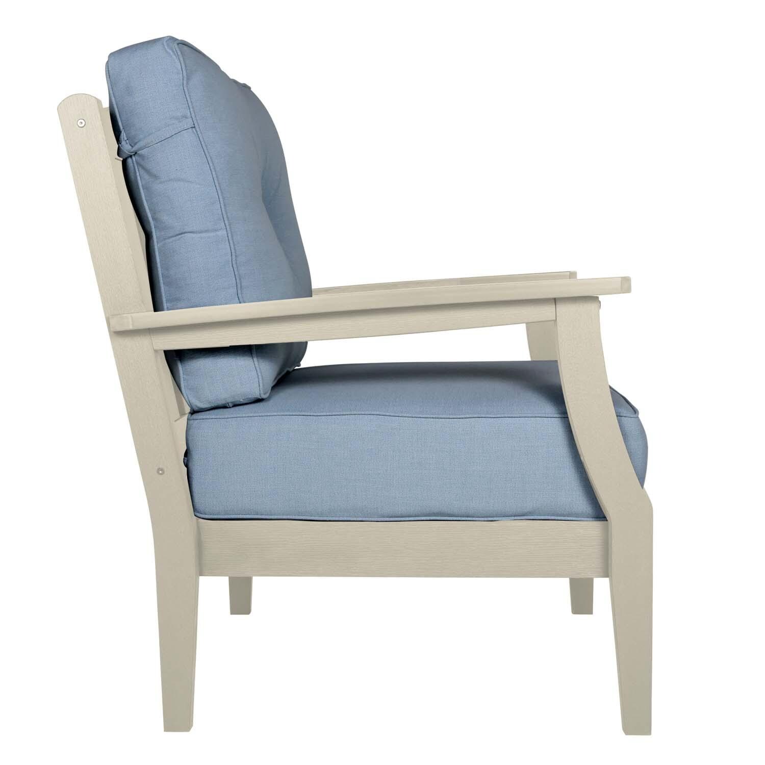 Blushing Bay Recycled Plastic Club Chair in Bliss Dew/Whitewash by Lakeview Outdoor Designs - Side View - White Background thumbnail