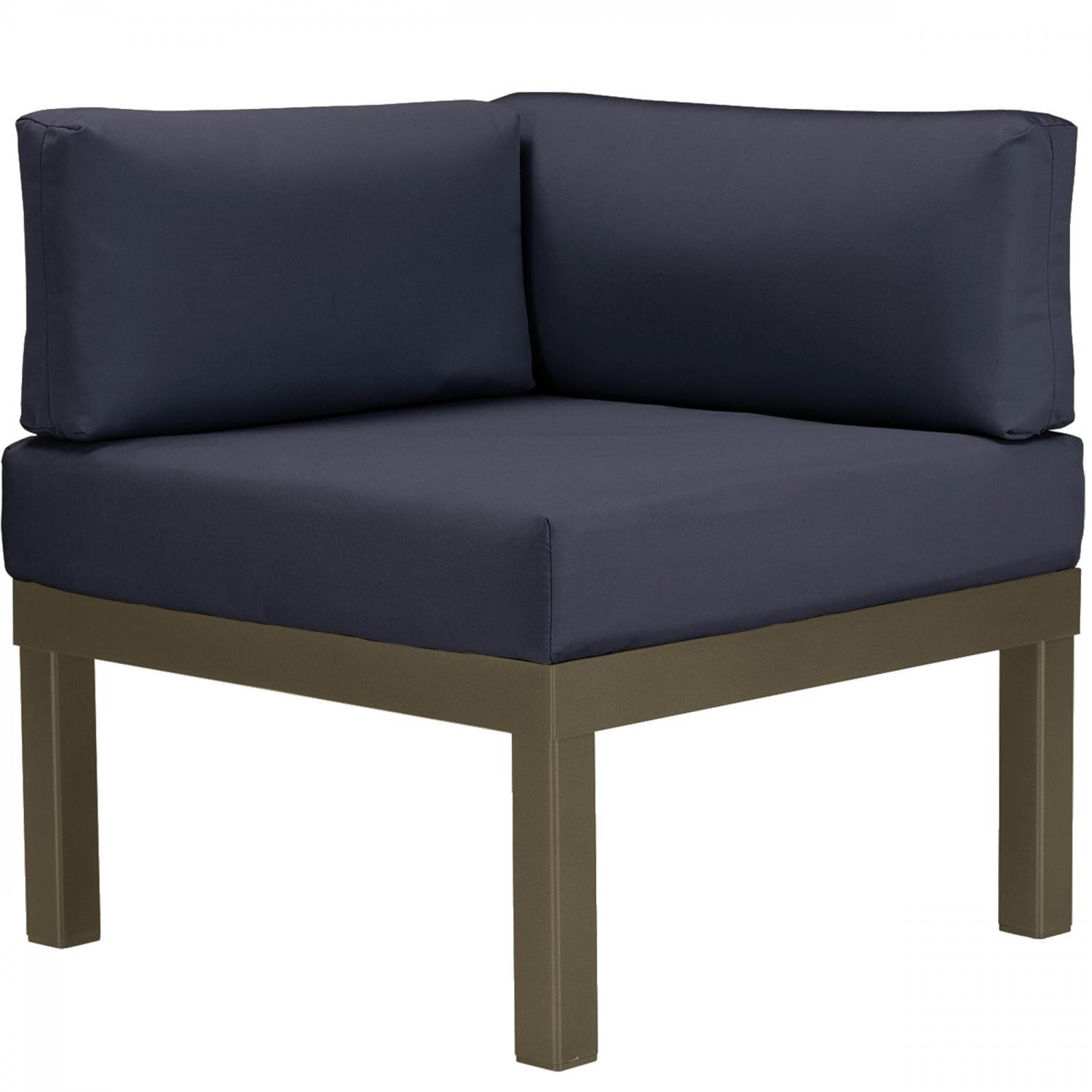 Ashbee Aluminum Corner Patio Sectional Chair By Telescope Casual - Textured Beachwood/Indigo thumbnail
