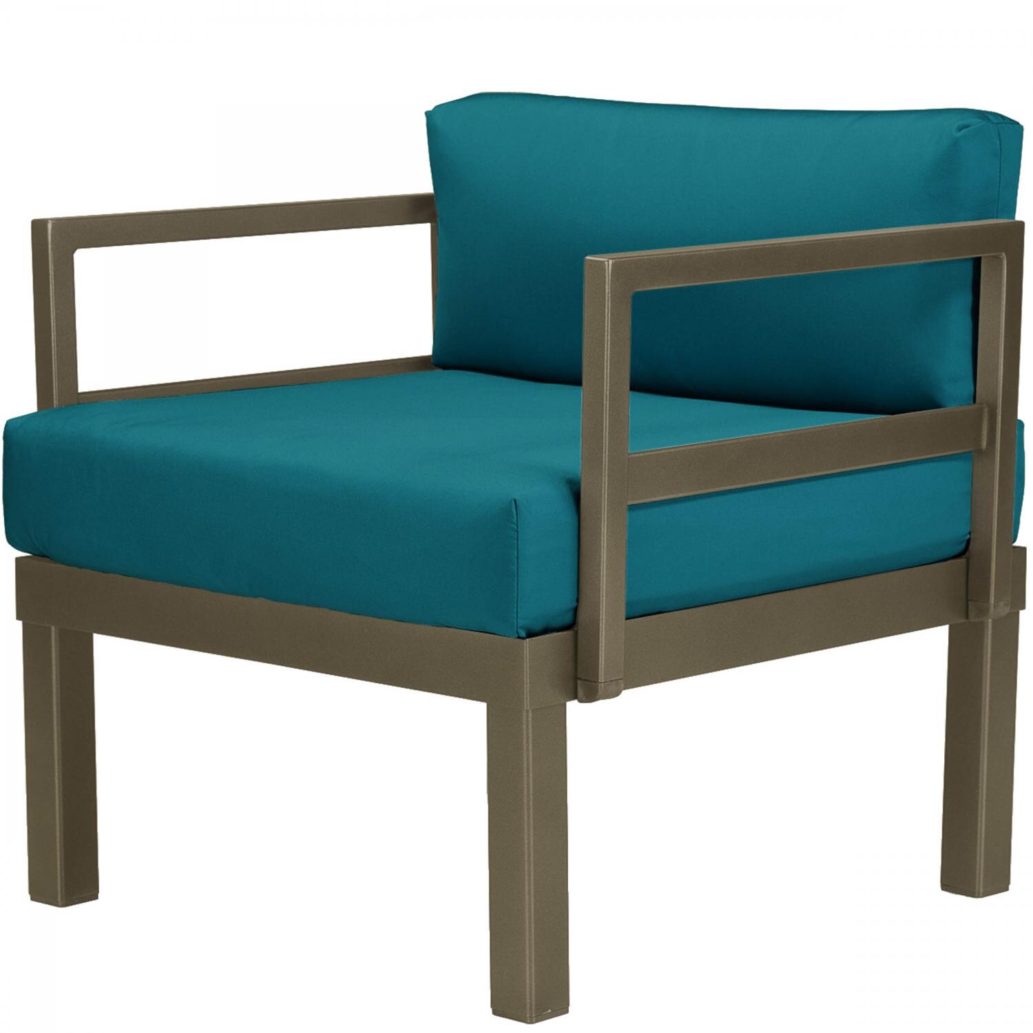 Ashbee Aluminum Patio Club Chair By Telescope Casual - Textured Beachwood/Peacock thumbnail