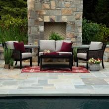 Hawthorn 4 Piece Wicker Conversation Set W/ Sunbrella Cast Shale Cushions by Canopy Home and Garden
