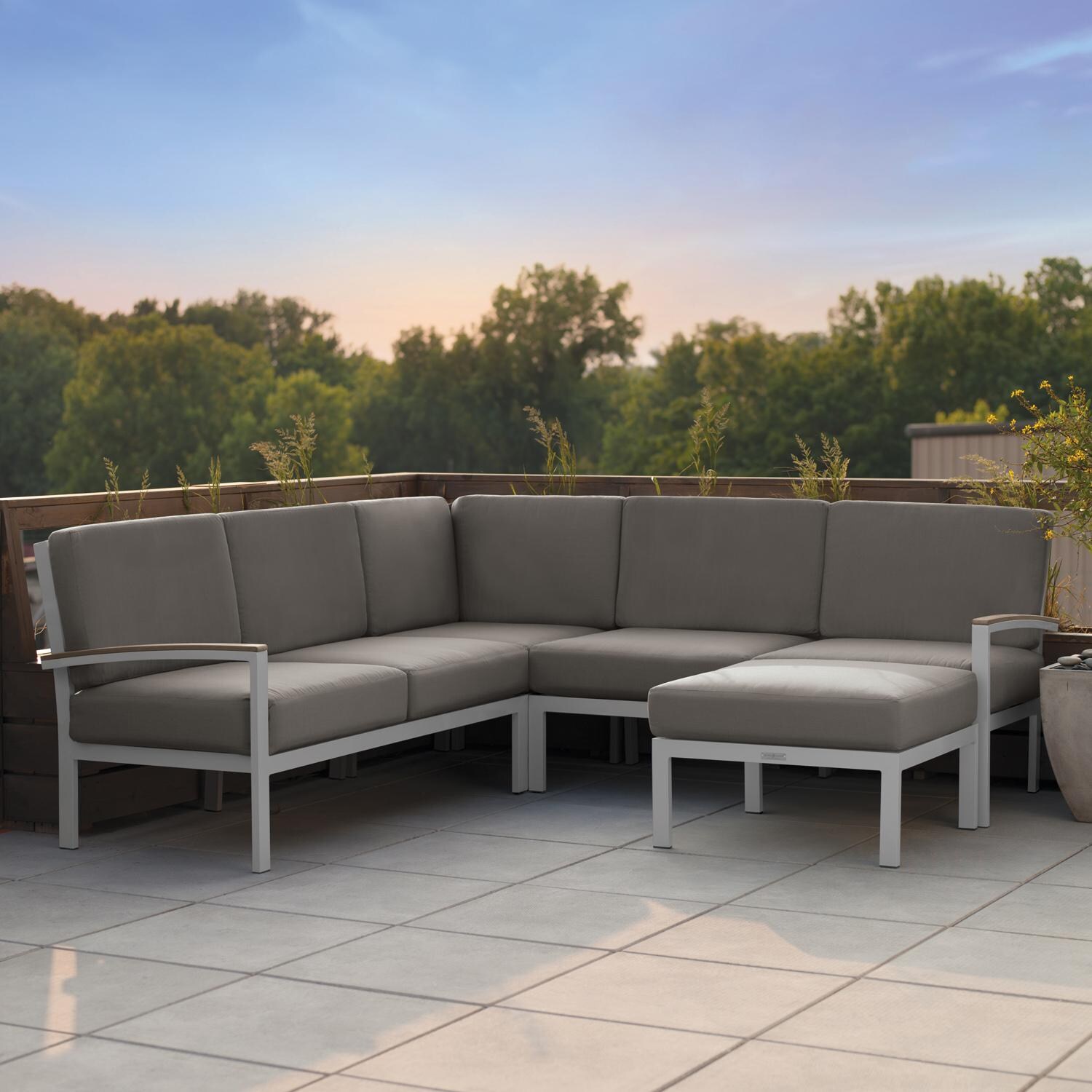 Oxford Garden Travira Modular Flint Ottoman W/ Stone Sunbrella Cushions - Rooftop thumbnail