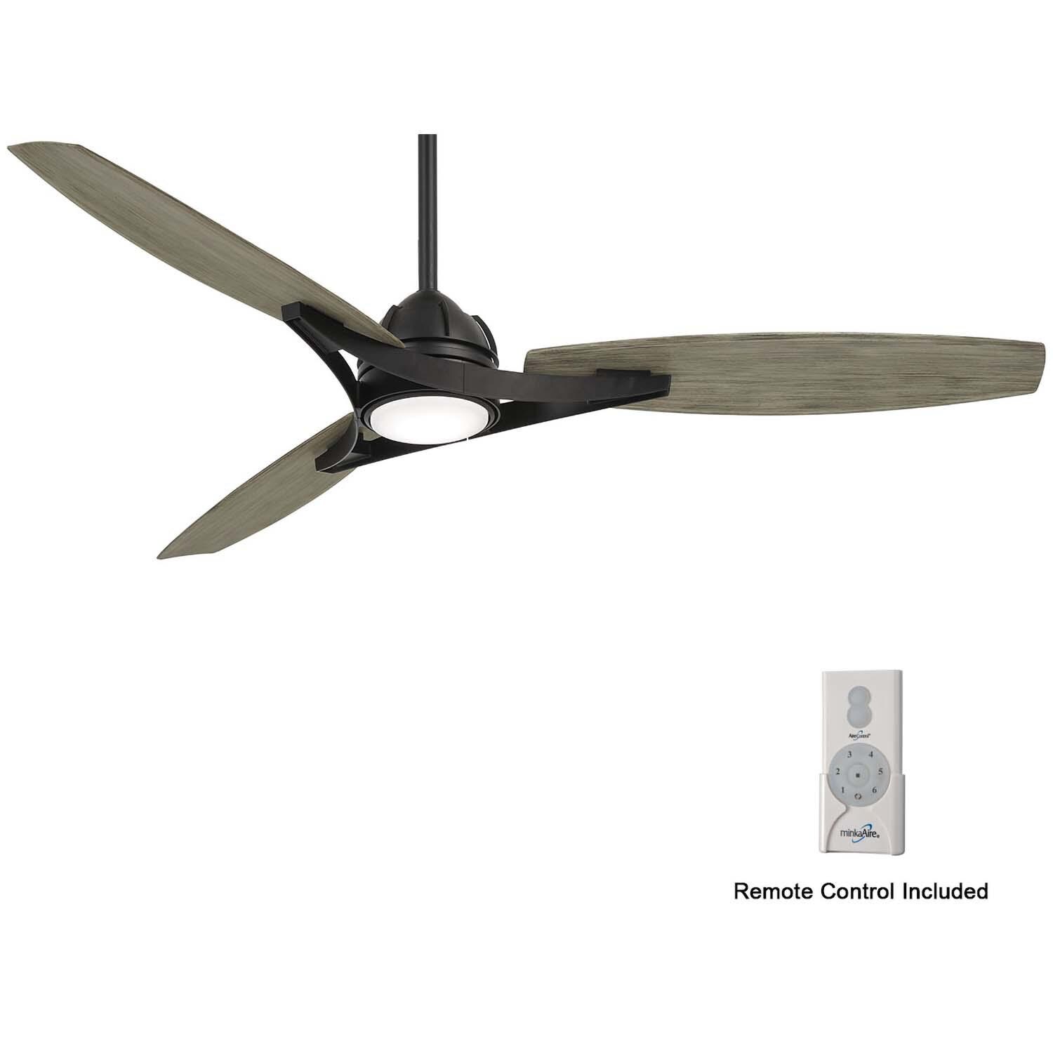Minka-Aire F742L-CL/SG Molino 65-Inch 3-Blade LED Smart Ceiling Fan in Coal Finish w/ Seashore Grey Blades & Etched White Glass - Remote Included thumbnail