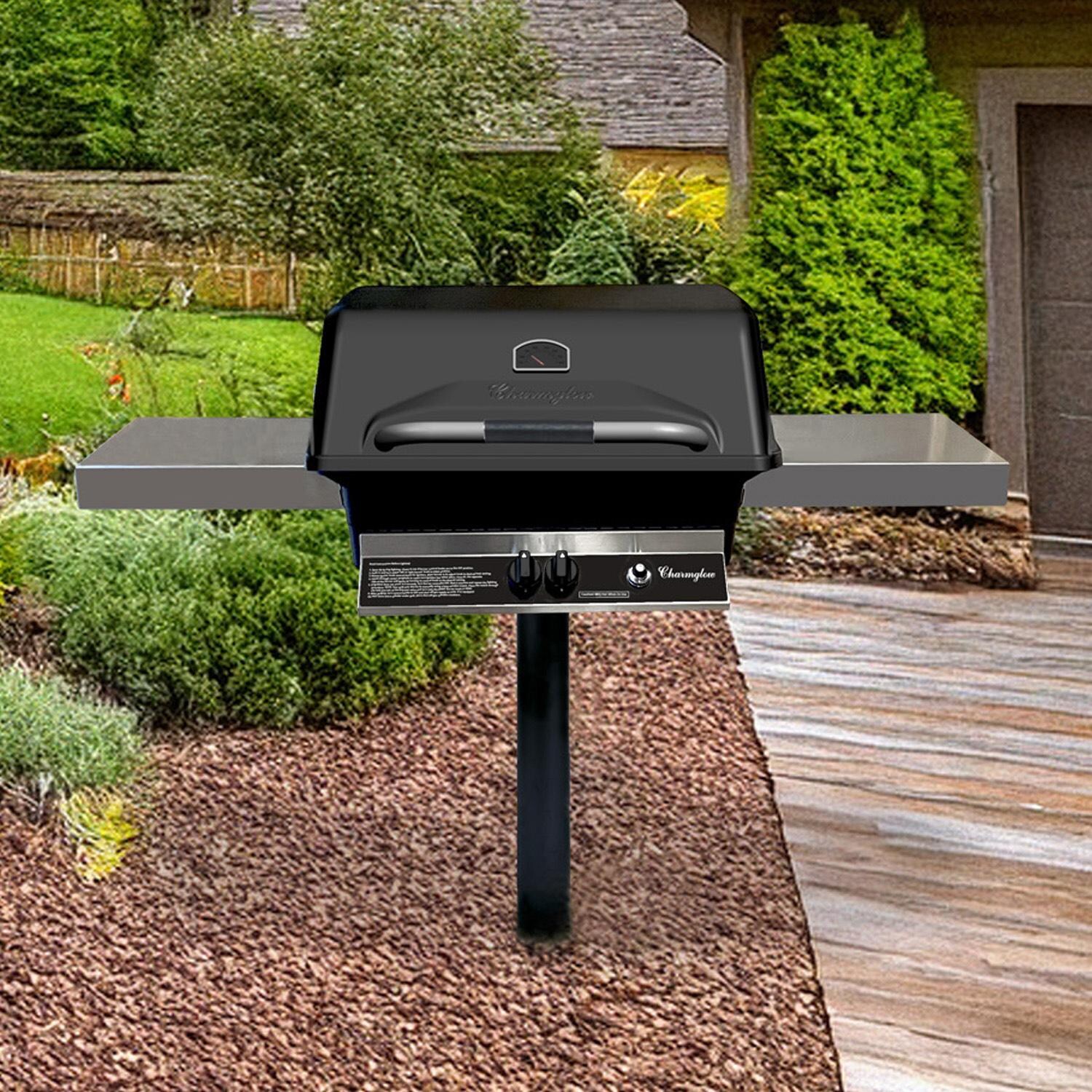 Charmglow Pillar Propane Grill w/ In-Ground Post - Black - CHRM40IG-P - In the Ground - Lifestyle thumbnail