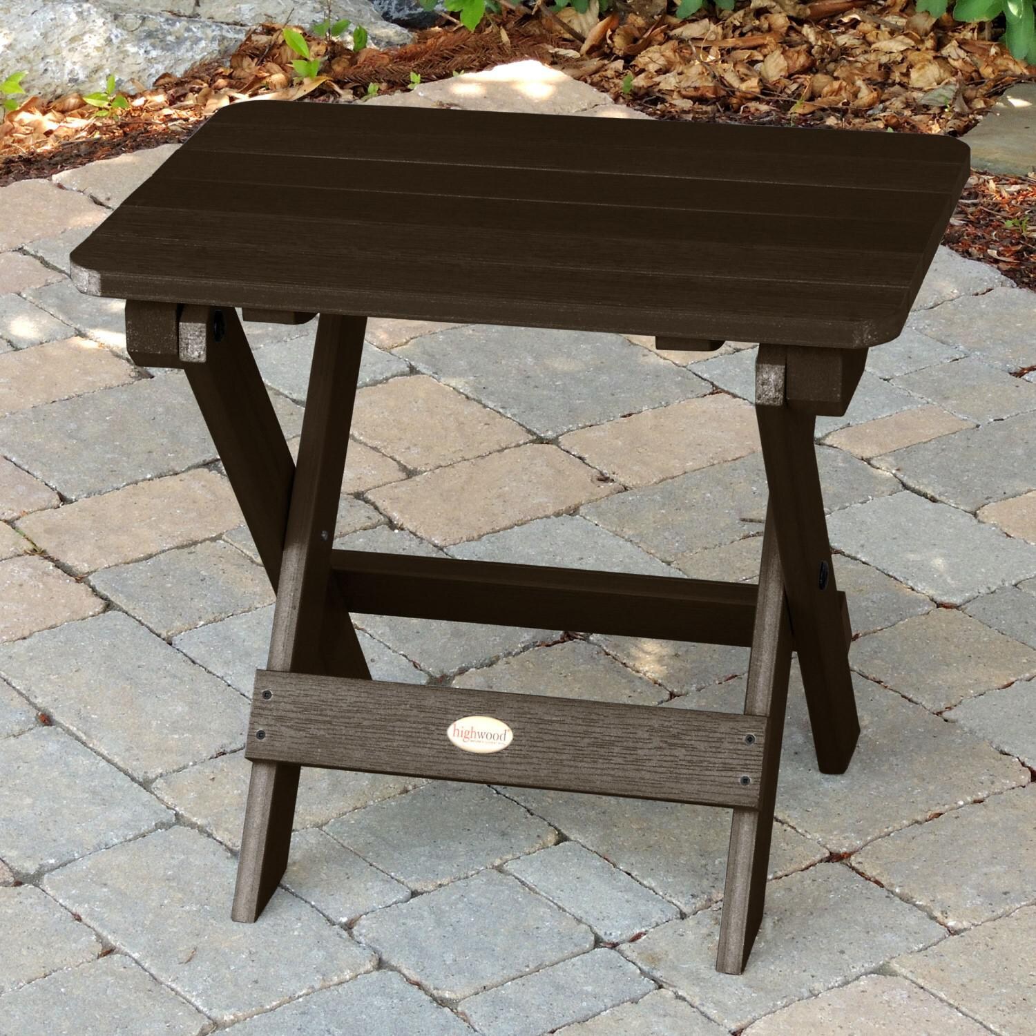 Lakeview Folding Adirondack Side Table - Weathered Acorn - Up Position thumbnail