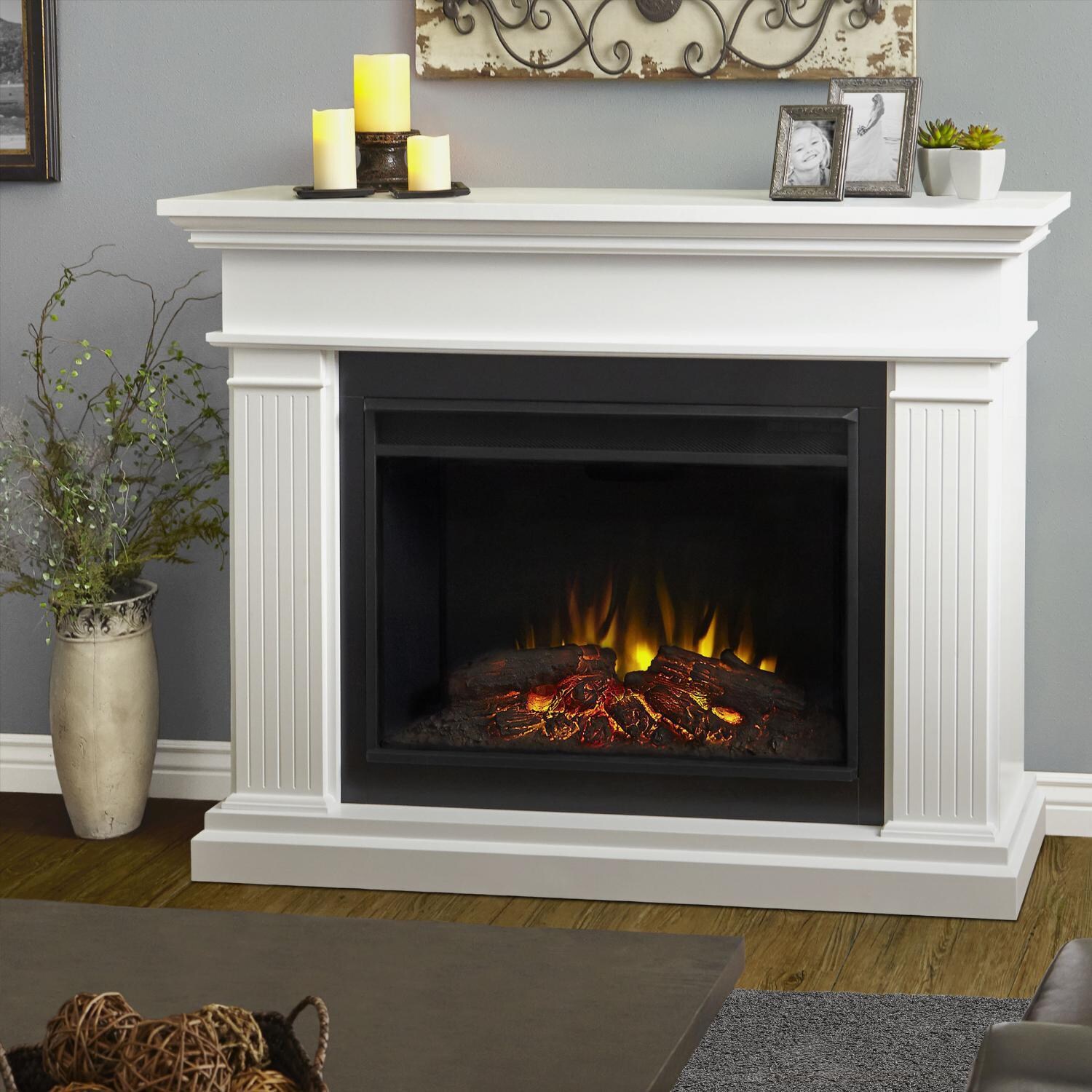 Real Flame 8070E-W Kennedy Grand 55-Inch Electric Fireplace With Mantel - White
