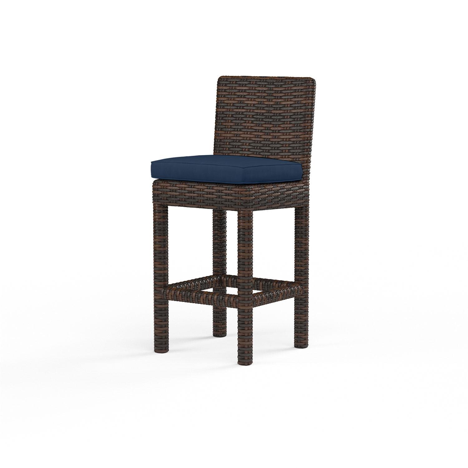 Montecito Wicker Patio Counter Stool in Spectrum Indigo w/ Self Welt By Sunset West
