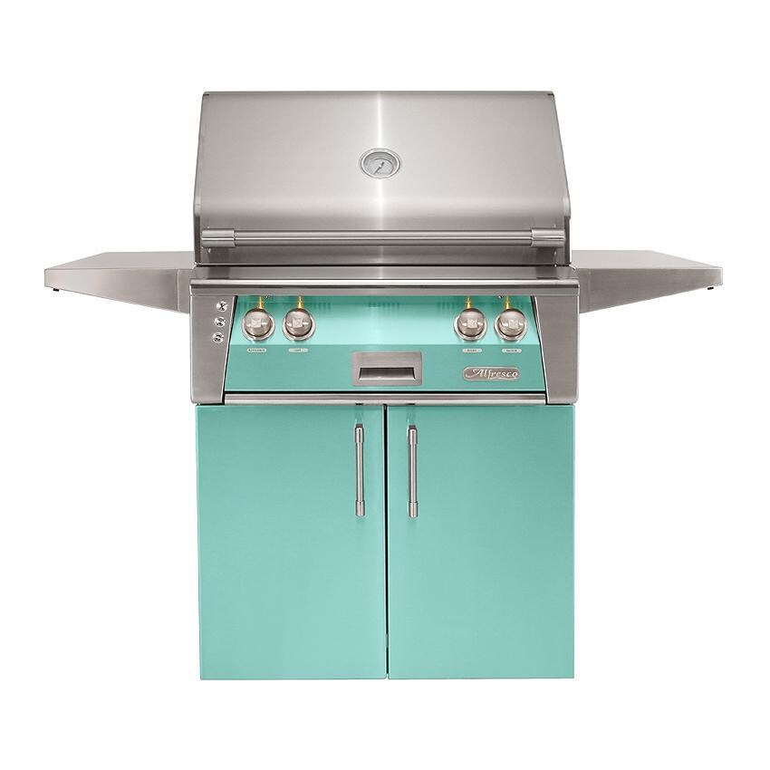 Alfresco ALXE 30-Inch Freestanding Natural Gas Grill With Rotisserie in Light Green - ALXE-30C-NG-S6027