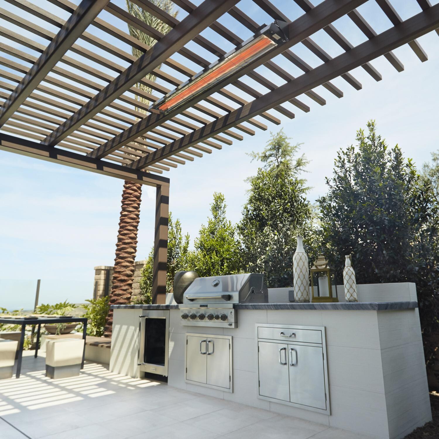 Infratech WD4024GR WD-Series 39-Inch 4000W Dual Element Electric Infrared Patio Heater - Wall Mount Lifestyle thumbnail