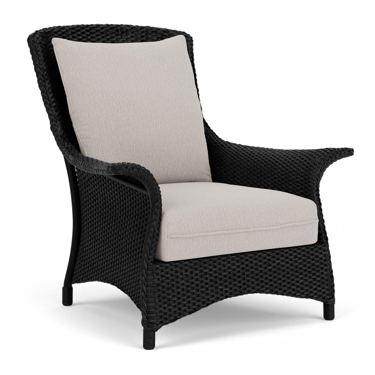 Lloyd Flanders Mandalay Lounge Chair in Ebony Finish with Remy Cloud fabric - Angled thumbnail