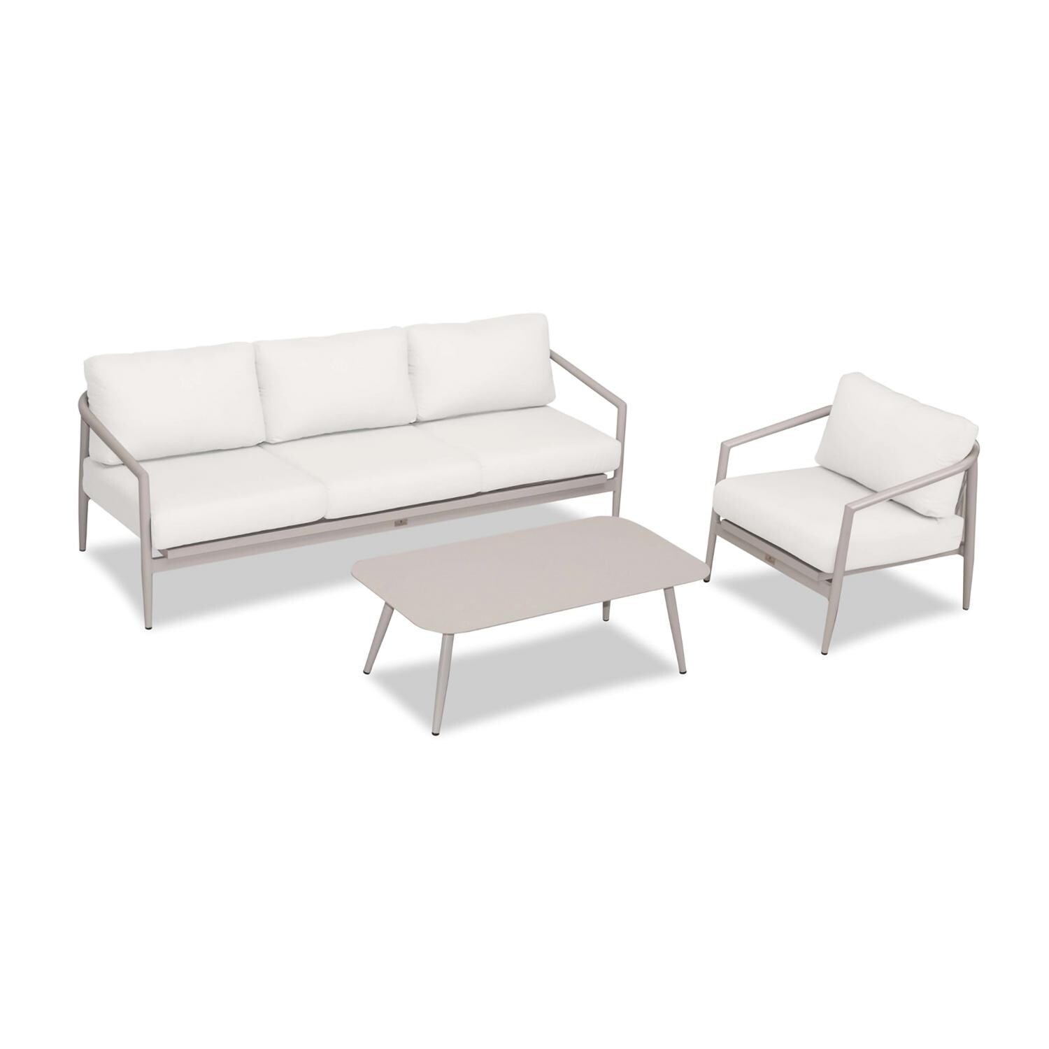 Lakeview Midnight Cove 3 Pc Aluminum Sofa Seating Set in Urban Stone/Carrera/Canvas Natural - Top - White Background thumbnail