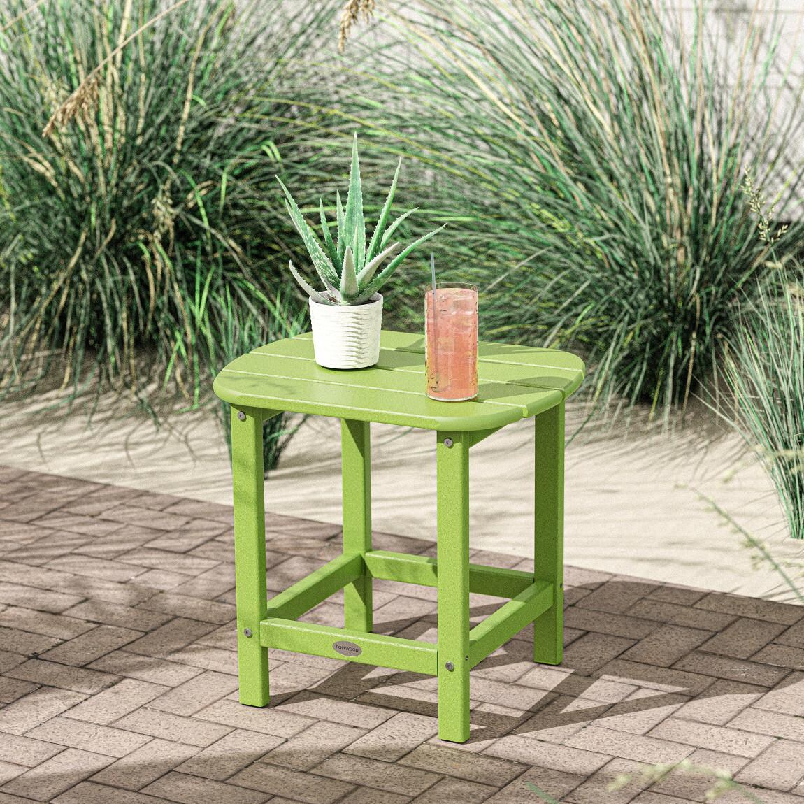 South Beach 19 X 15 Inch Rectangular Recycled Plastic End Table in Lime by POLYWOOD