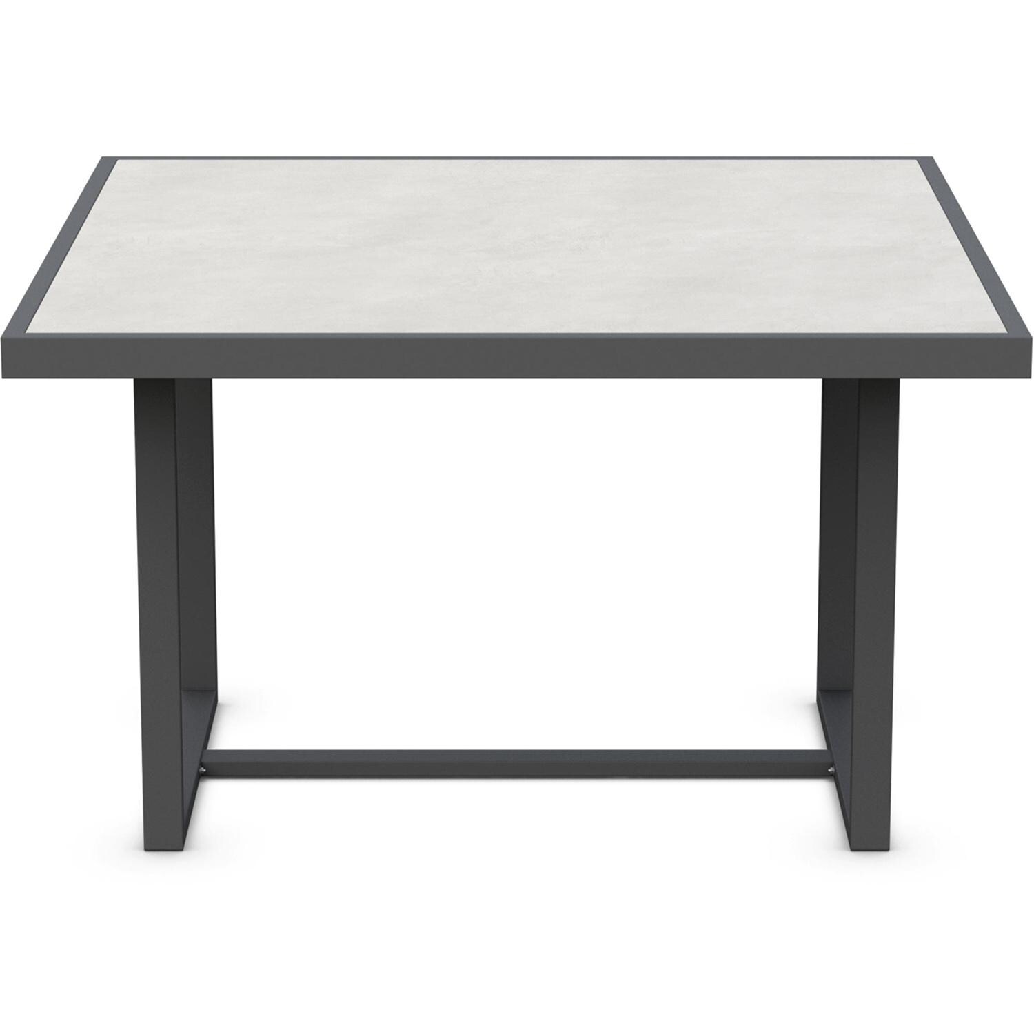 Azzurro Living Pavia 48 Inch Charcoal Aluminum Dining Table W/ Helena Dekton Top - Front - White Background thumbnail