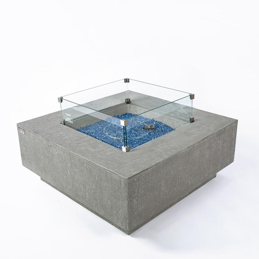 Elementi Victoria OFG413LG-NG 40-Inch Natural Gas Light Gray Fire Pit Table - Shown Unlit With Wind Screen (Sold Separately) thumbnail