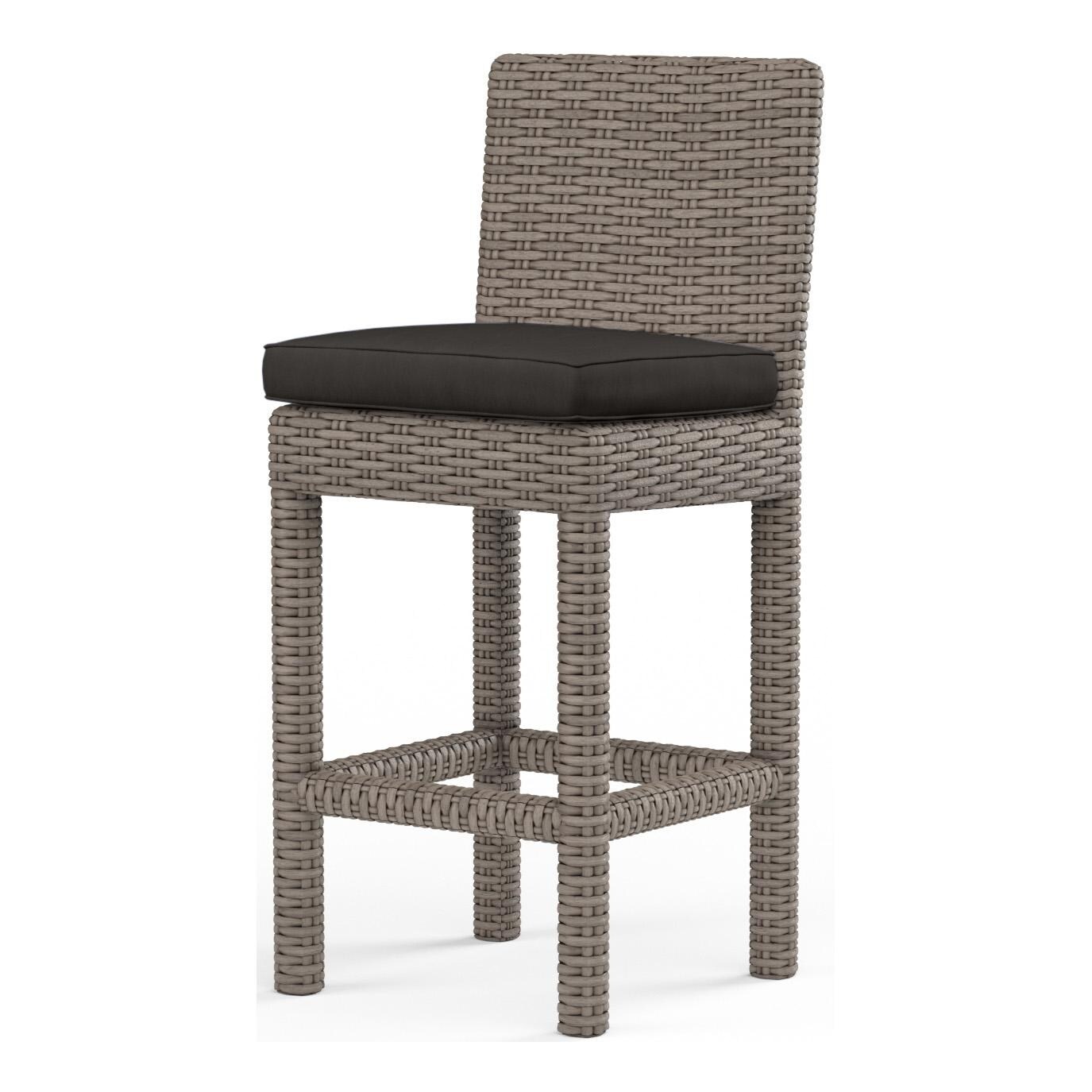 Coronado Wicker Counter Height Bar Stool in Driftwood/Spectrum Carbon by Sunset West - White Background thumbnail